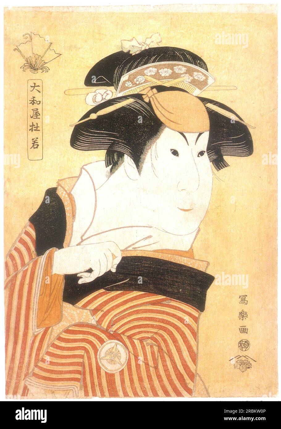 Iwai Hanshirō IV. Als San, Dienstmädchen von Ukiyonosuke, eigentlich Saeda, die jüngere Schwester von Sabanosuke 1795 von Tōshūsai Sharaku Stockfoto