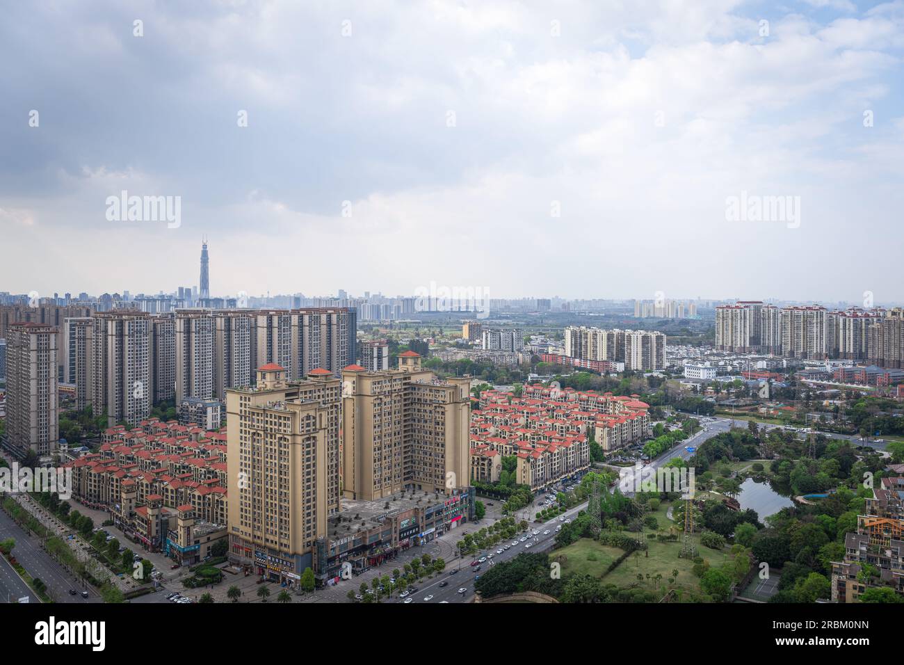 Das bewölkte Wetter in Chengdu. Stockfoto