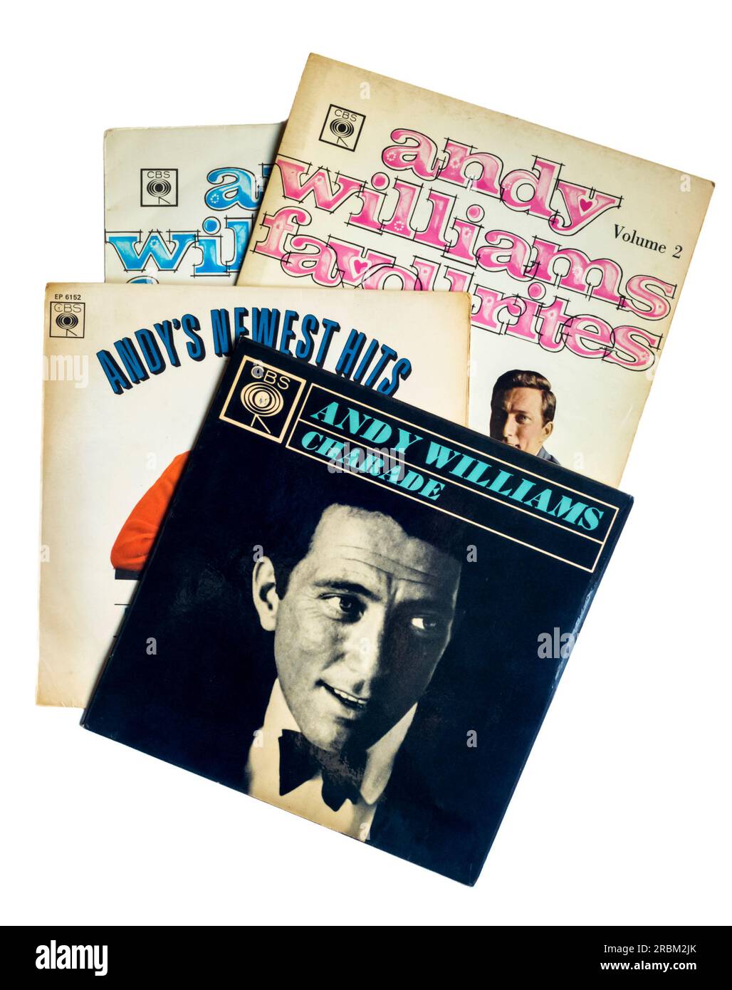 Eine Auswahl von Andy Williams-Rekorden, die in den 1960er veröffentlicht wurden. Stockfoto