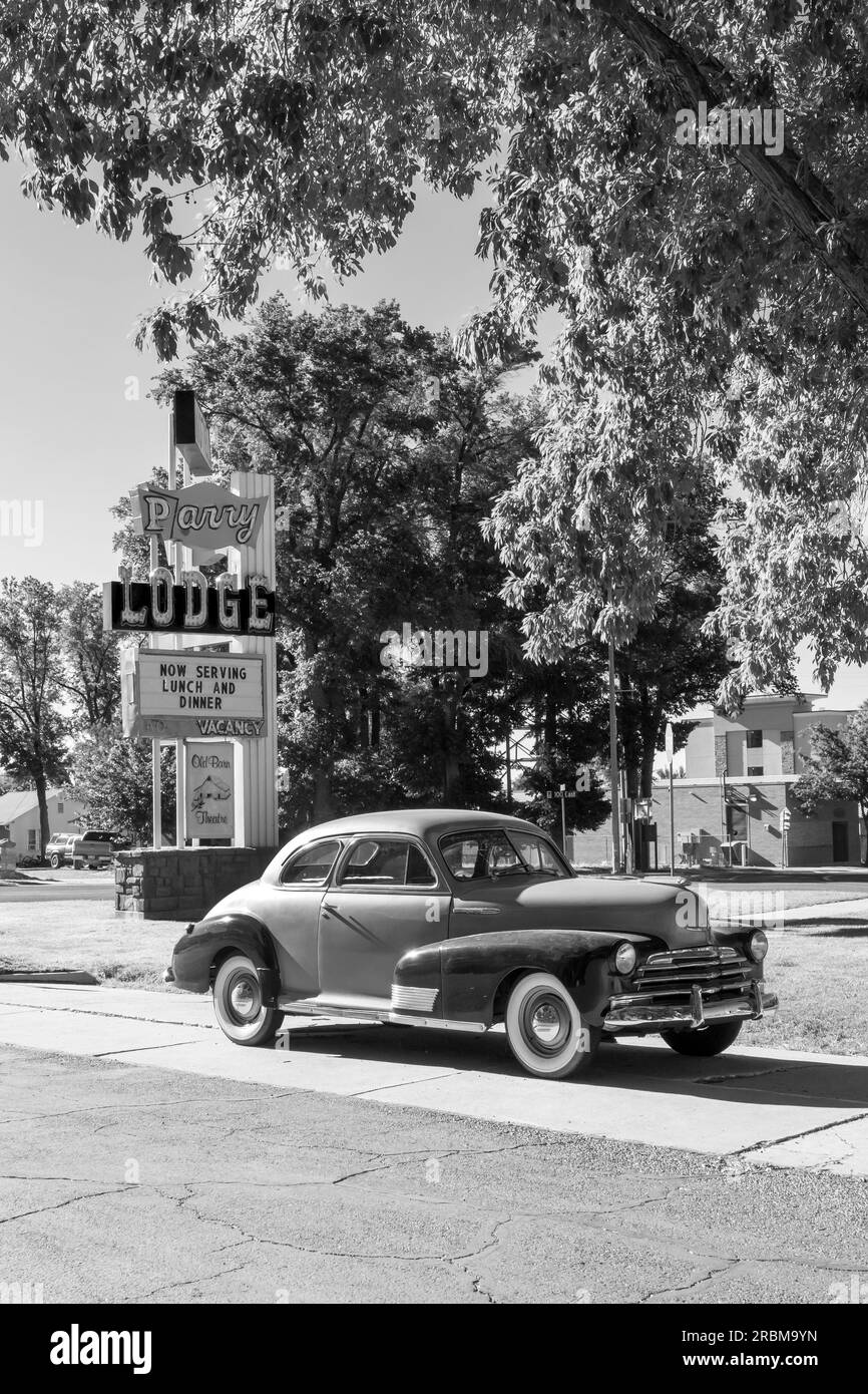 Klassisches Chevrolet Coupe in einem Motel in Kanab Utah, USA Stockfoto