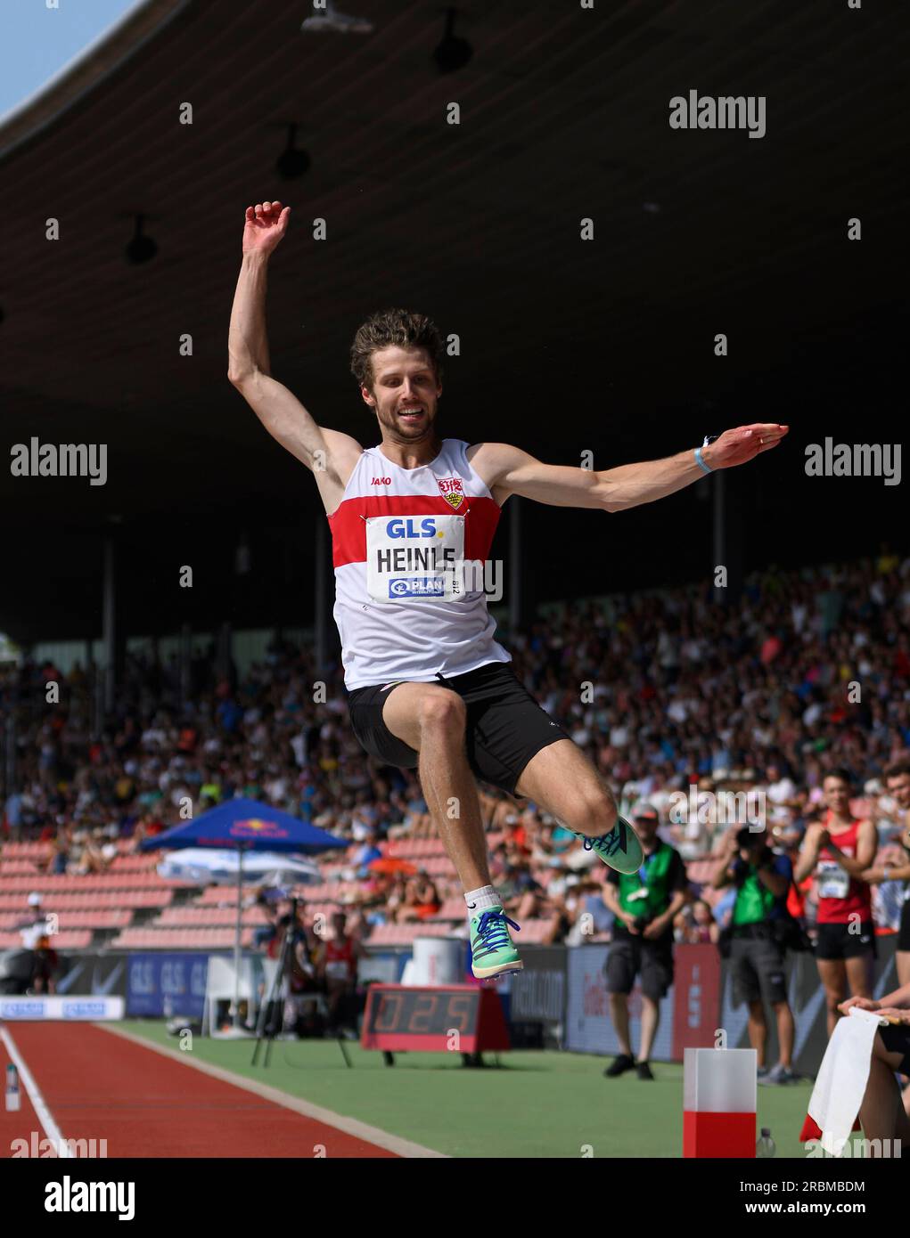Kassel, Deutschland. 09. Juli 2023. Fabian HEINLE (VfB Stuttgart), Langsprung-Finale für Männer, bei der deutschen Leichtathletik-Meisterschaft 2023 09.07.2023 ab 08,07. - 09.07.2023 in Kassel/Deutschland. Kredit: dpa/Alamy Live News Stockfoto