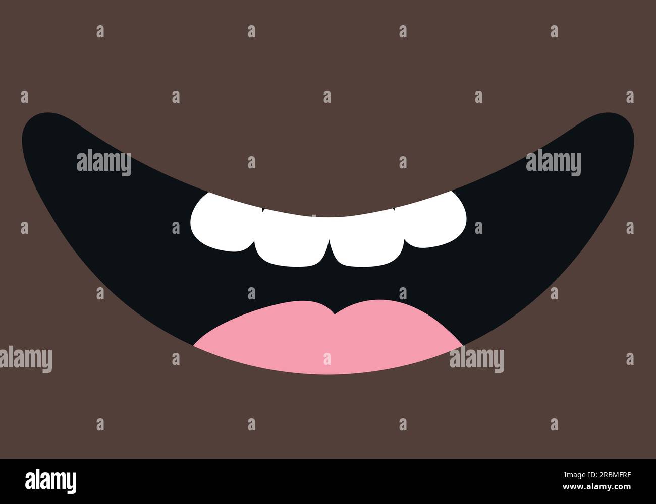 Karikatur lächelnder Mund mit Zunge und Zähnen. Süßes, handgezogenes Lächeln. Vektordarstellung Stock Vektor