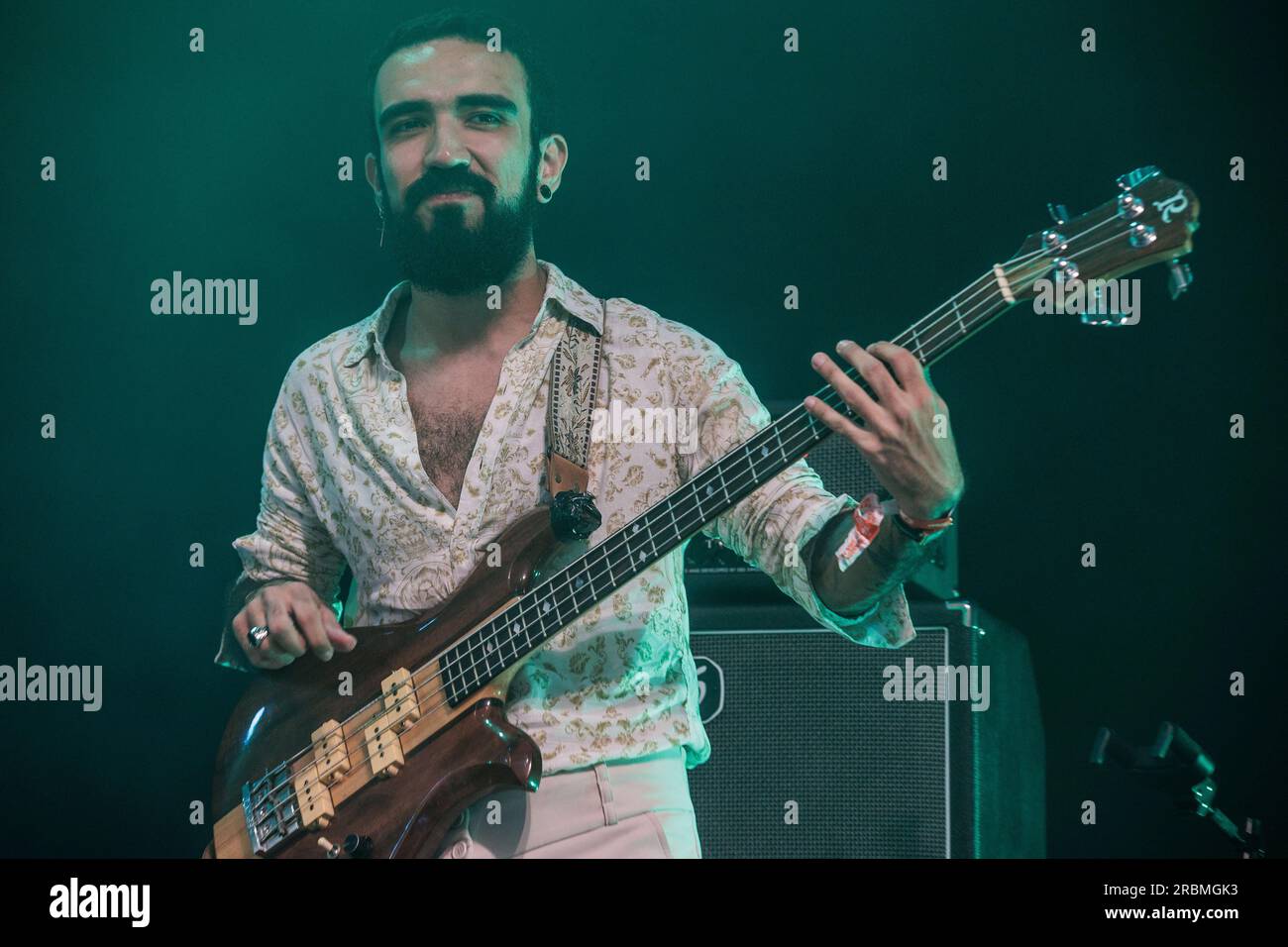 Roskilde, Dänemark. 28., Juni 2023. Die brasilianische Band Bala Desejo führt während des dänischen Musikfestivals Roskilde Festival 2023 in Roskilde ein Live-Konzert auf. (Foto: Gonzales Photo - Thomas Rungstrom). Stockfoto