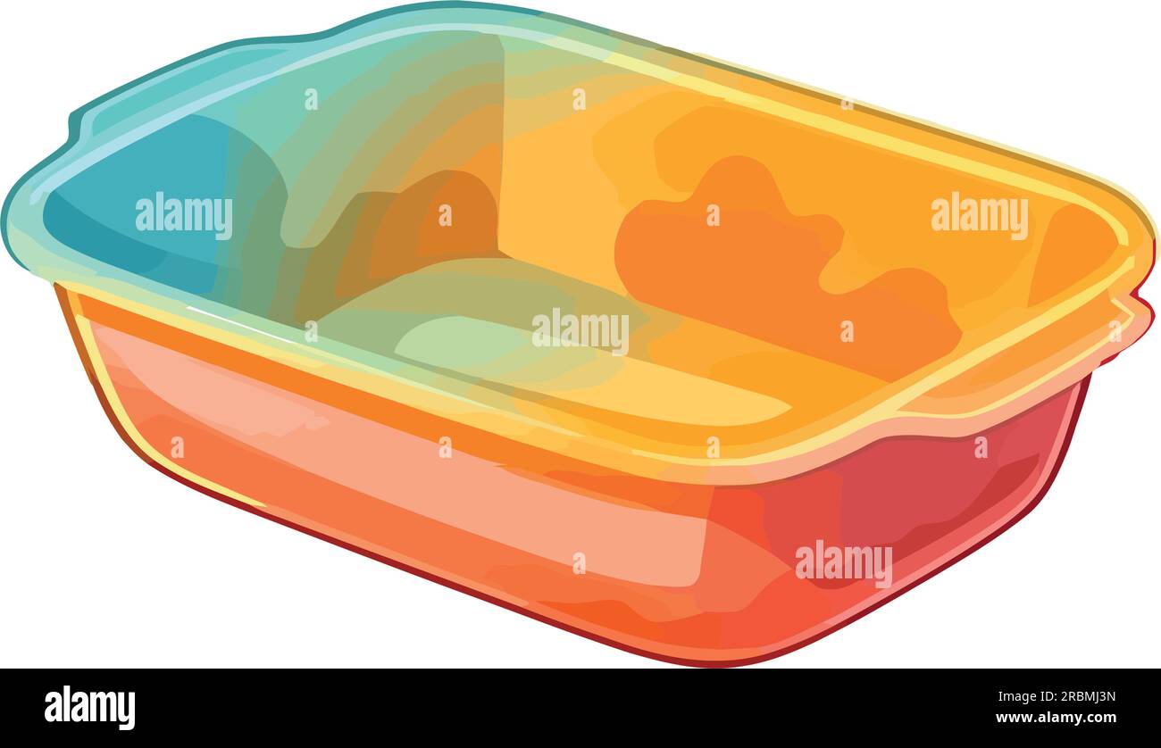 Gelbe Kunststoffschüssel mit leerem Design Stock Vektor