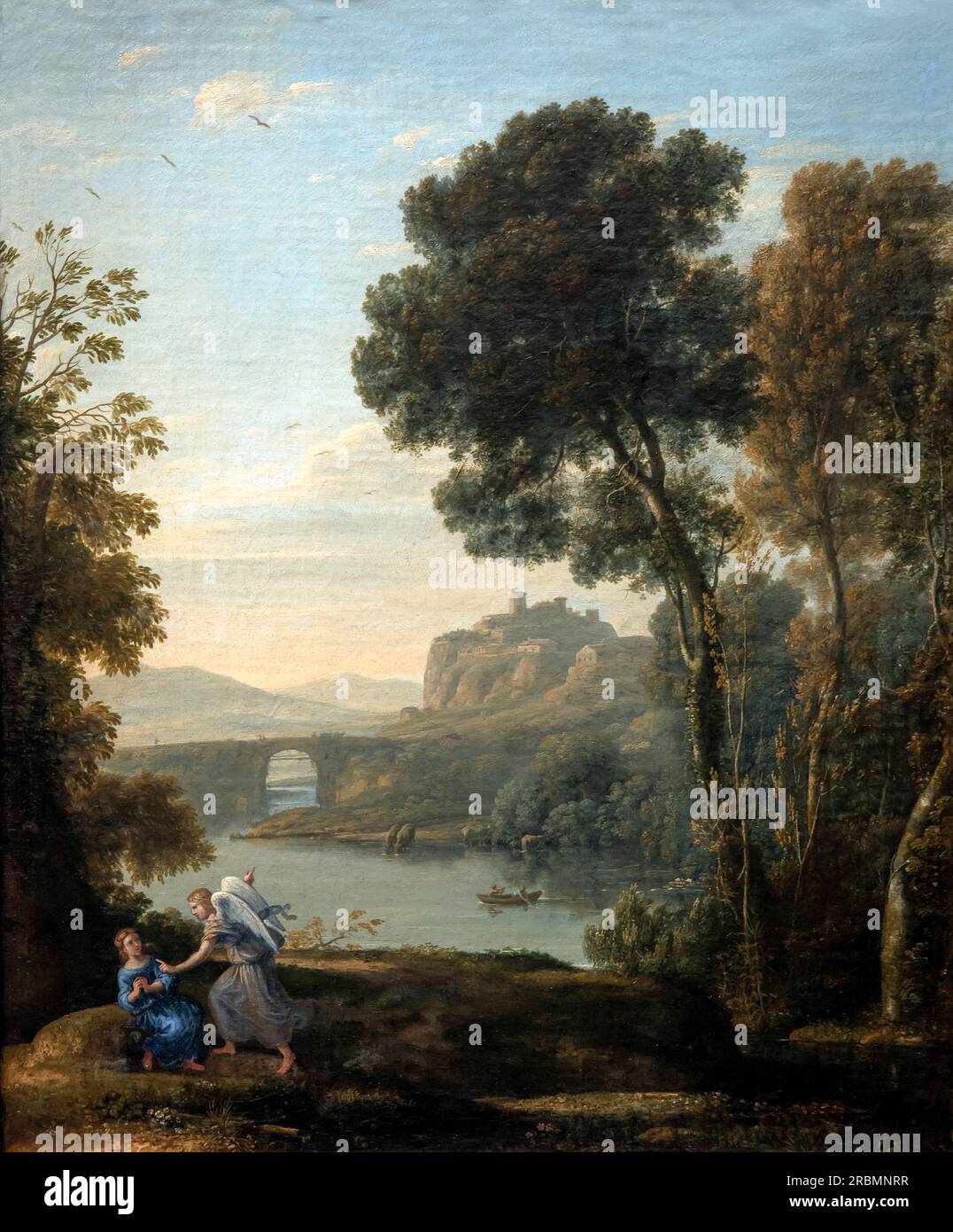 Landschaft mit Hagar und dem Engel, Claude Lorrain, 1646, Stockfoto