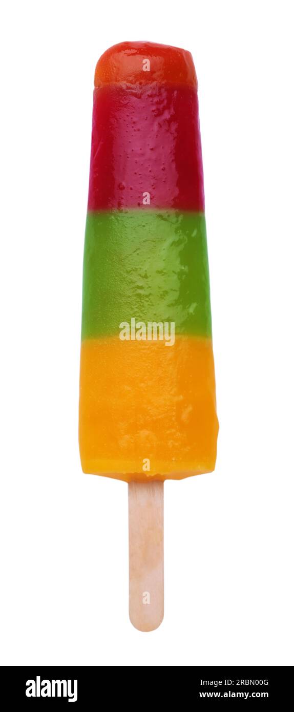 Köstliches Eis, isoliert auf Weiß, Blick von oben. Obst-Eis-Eis-Eis Stockfoto