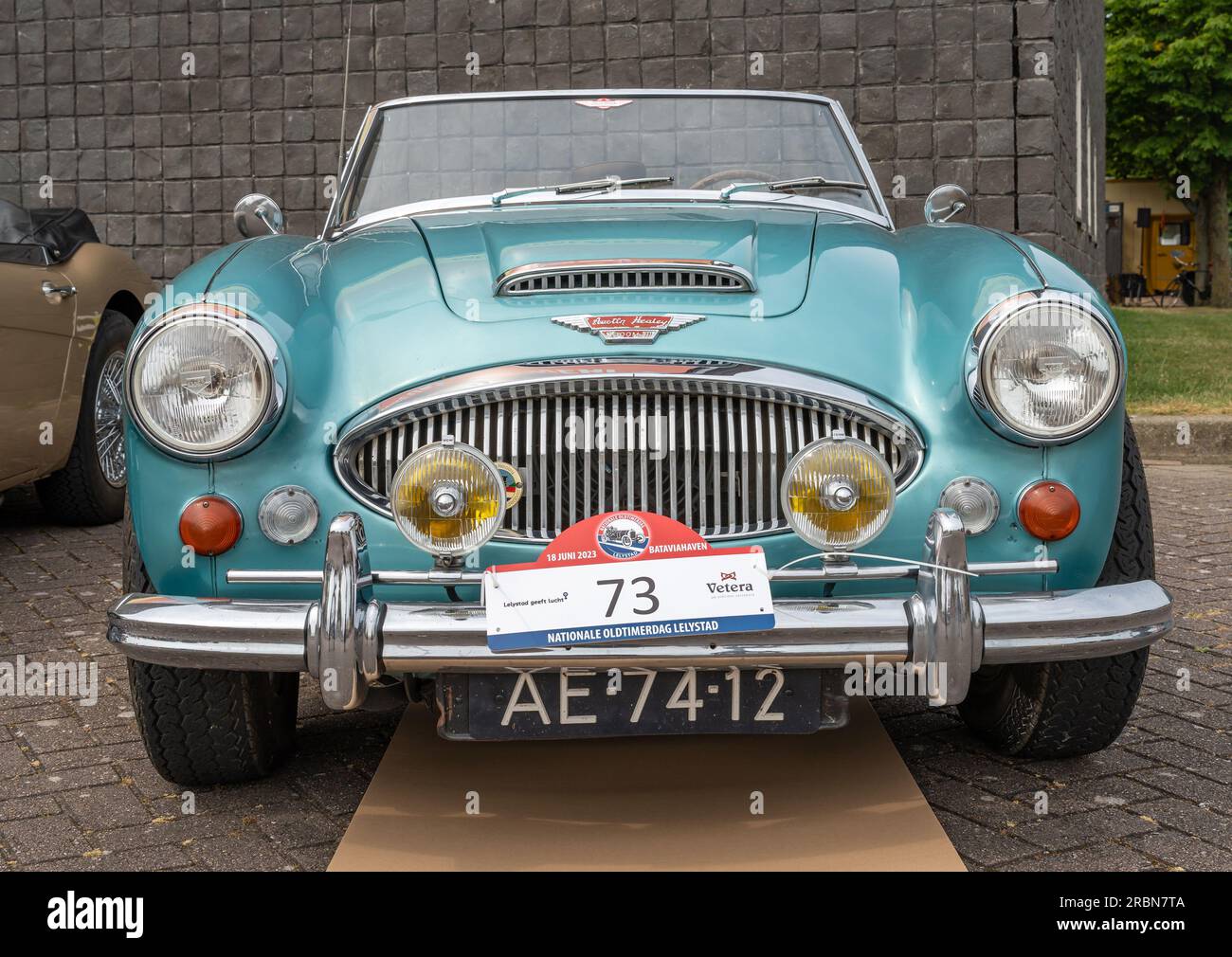 Lelystad, Niederlande, 18.06.2023, klassischer britischer Sportwagen Austin-Healey 3000 Mark III Phase 2 ab 1966 am National Oldtimer Day Stockfoto