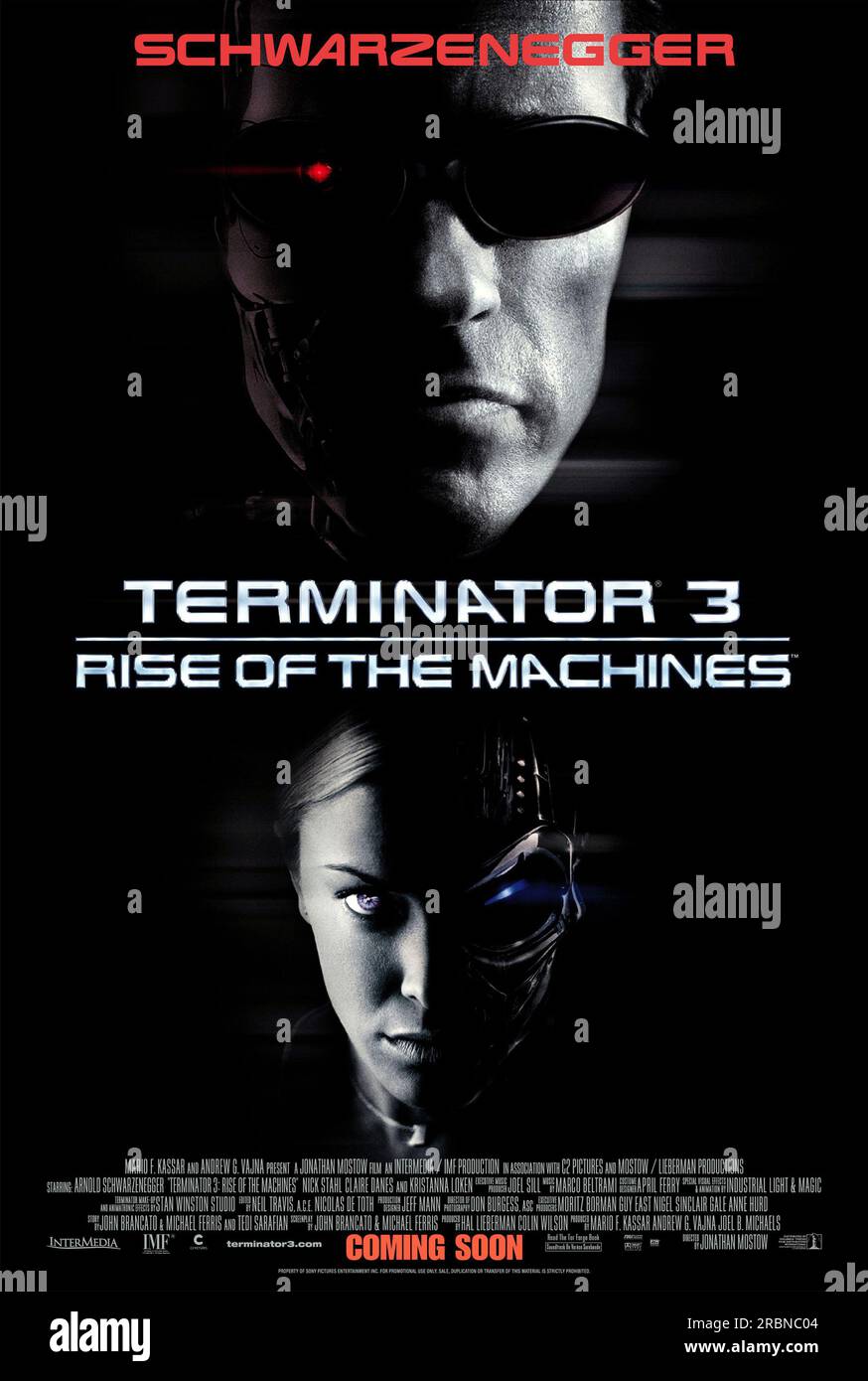 Terminator 3 Aufstieg der Maschinen Arnold Schwarzenegger Poster Stockfoto