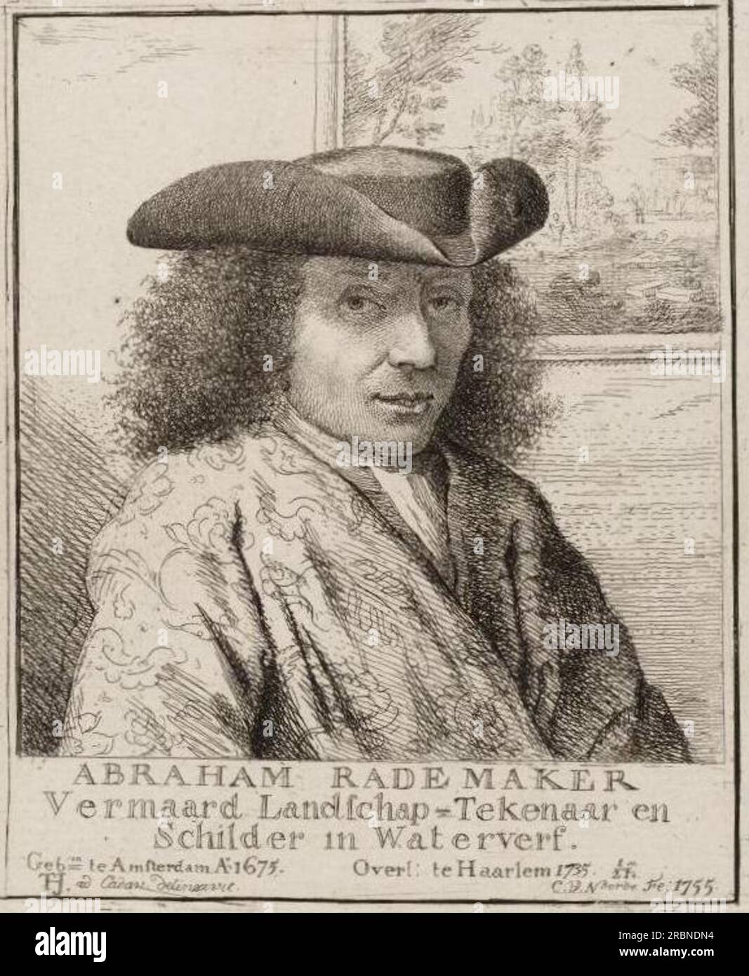 Porträt von Abraham Rademaker 1755 von Cornelis van Noorde Stockfoto