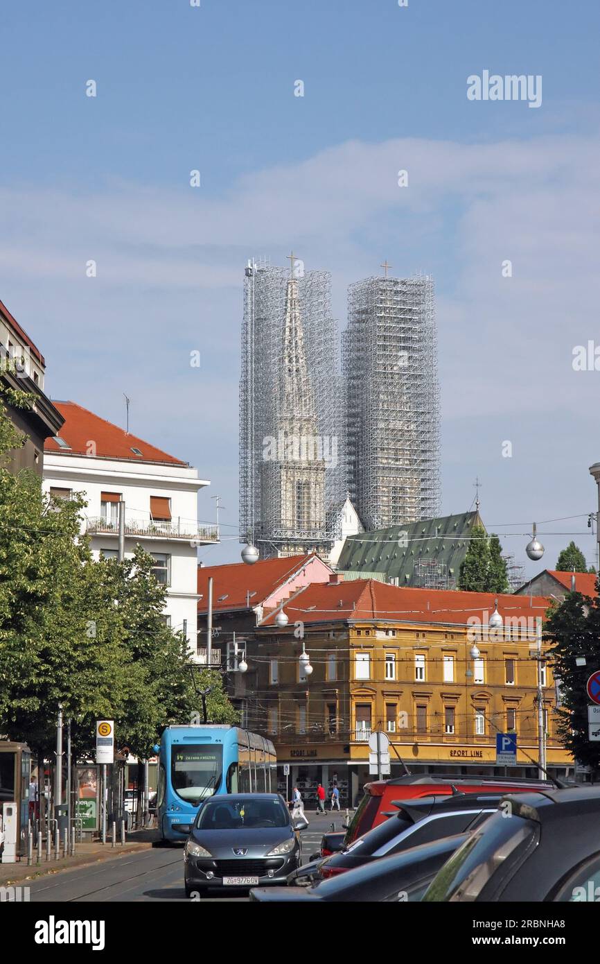 ZAGREB, KROATIEN 3. JULI 2023 Zagreber Dom im Wiederaufbau nach dem
