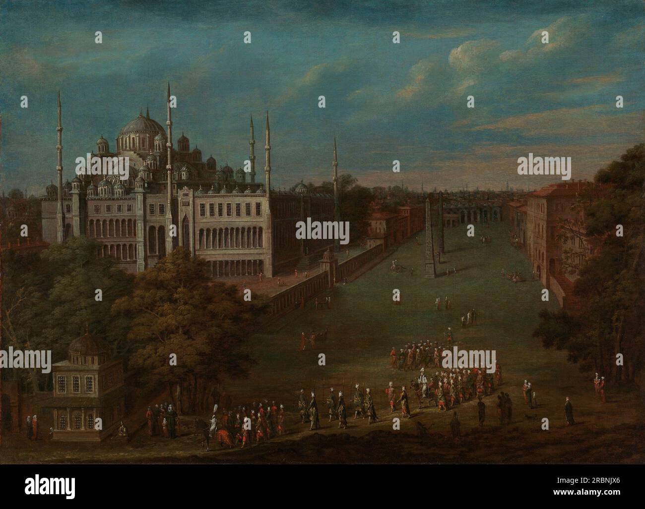 Das große Visier überquert das Atmeydanı (Hippodrom) 1737 von Jean Baptiste Vanmour Stockfoto