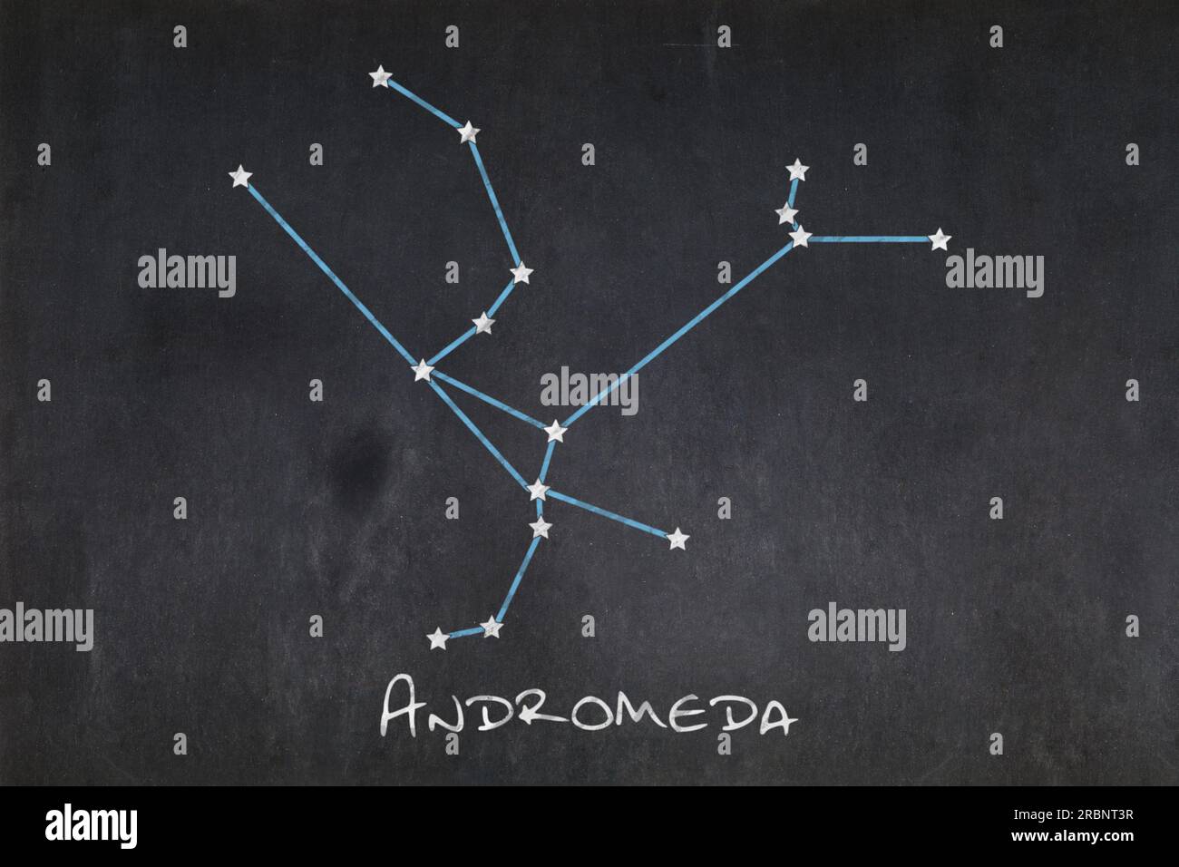Tafel mit Andromeda-Sternbild in der Mitte. Stockfoto