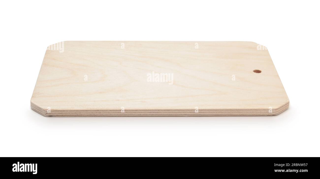 Neues Holzschneidebrett für Küchen, isoliert auf weiß. Stockfoto