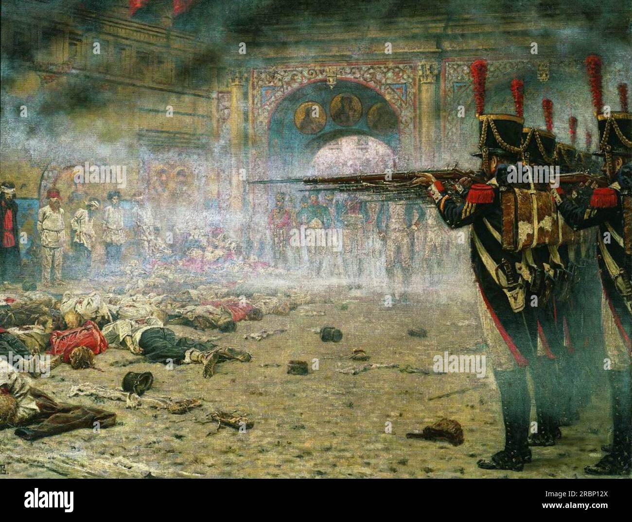 In besiegtem Moskau ( Brandstifter oder Schießerei im Kreml) 1898 von Vasily Vereshchagin Stockfoto