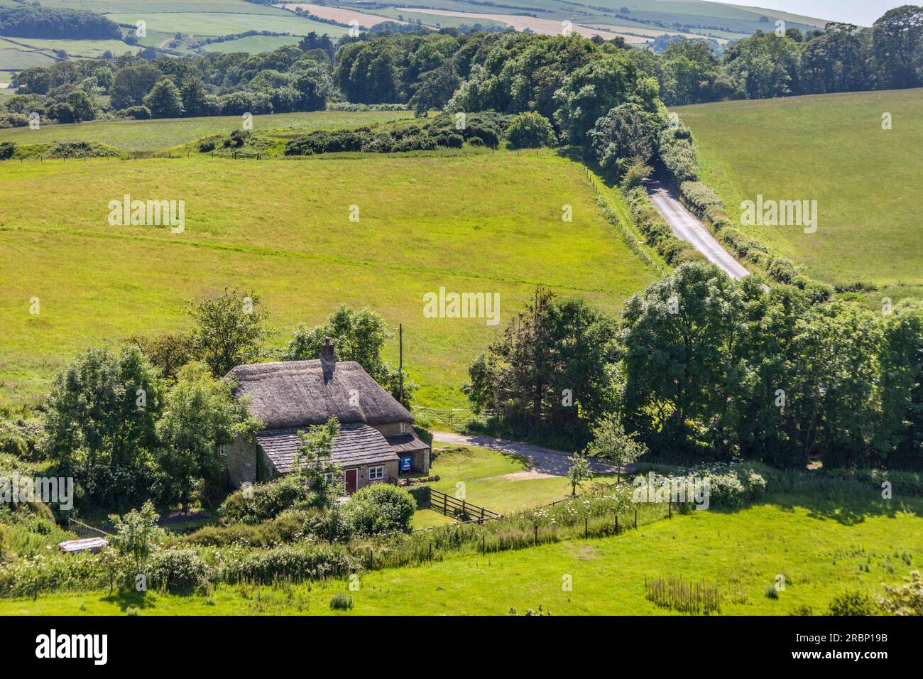 Landhaus beim Dorf Corfe Castle, Dorset, England Stockfoto