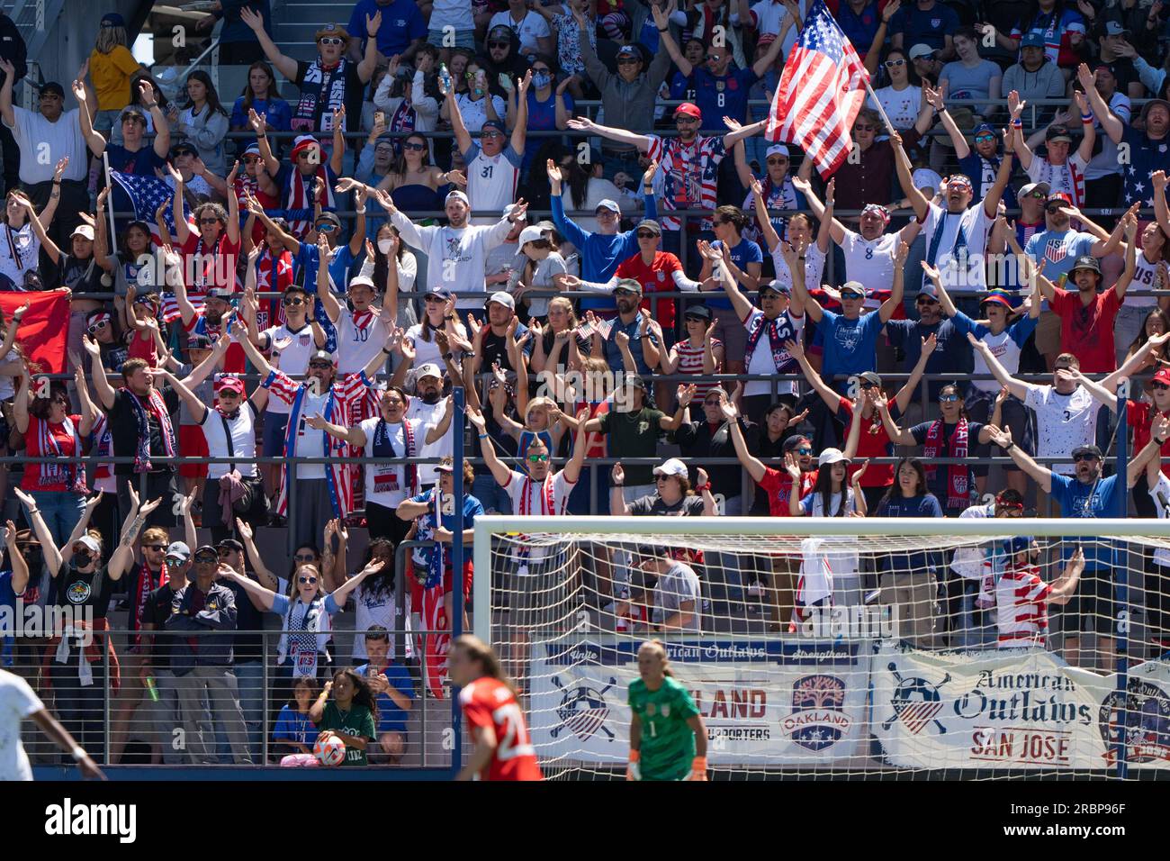 Juli 2023; San Jose, CA, USA; die Fans des Teams USA jubeln in der zweiten Halbzeit gegen das Team Wales im PayPal Park an. Foto: Stan Szeto - Bild des Sports Stockfoto