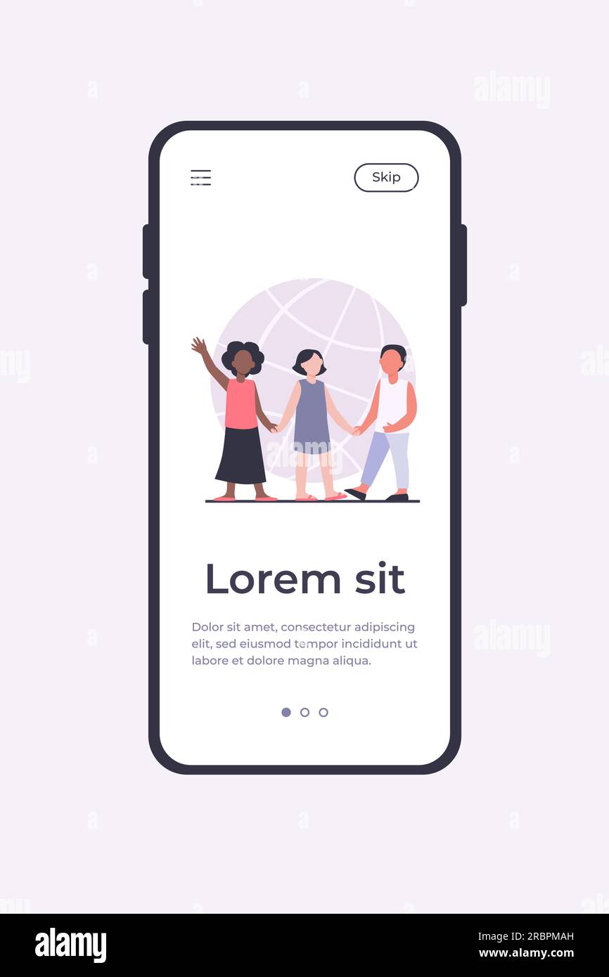 Multiethnische Kinder, die Händchen halten Stock Vektor