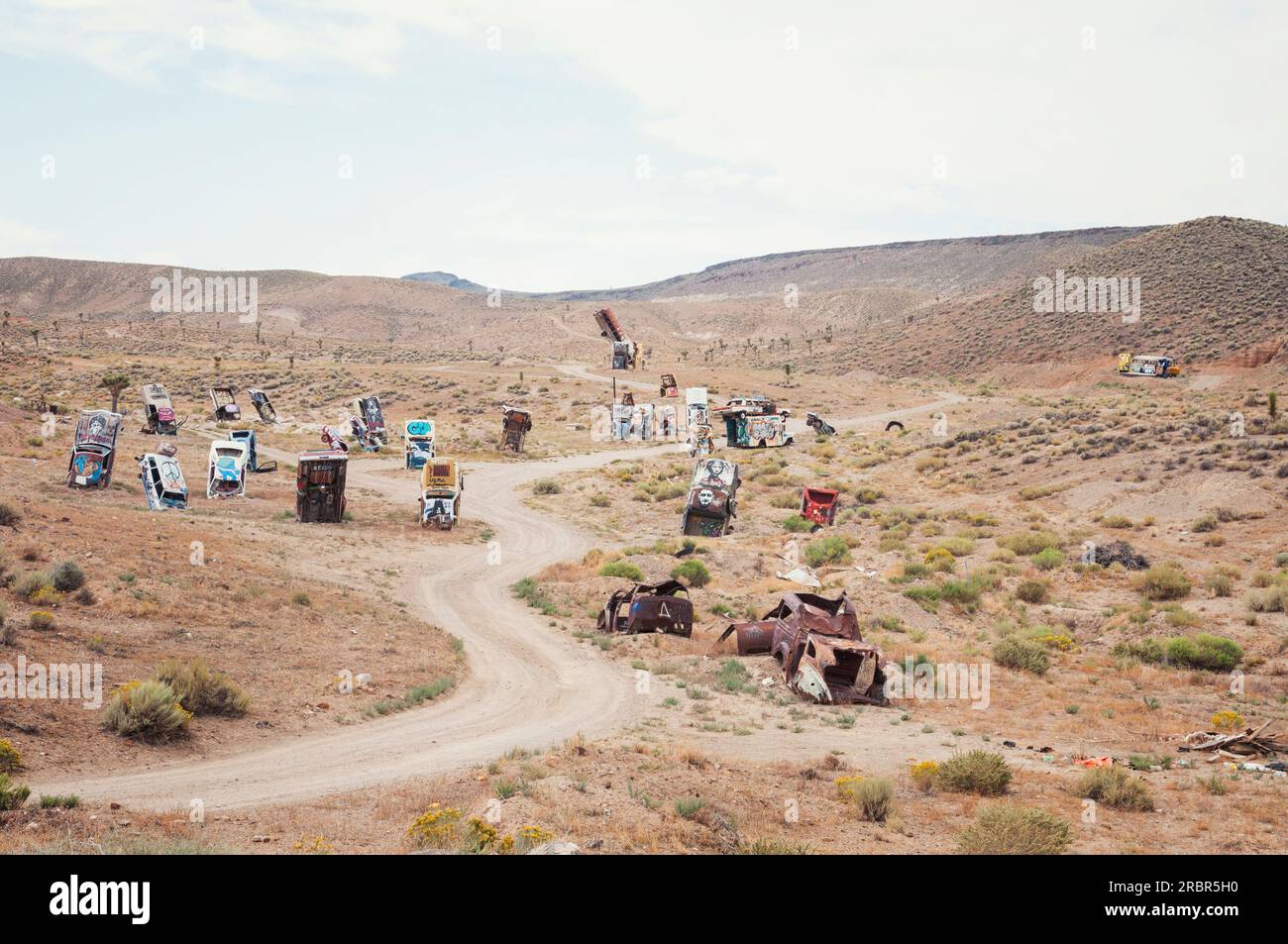 08-14-2017 Goldfield, NV, USA. International Car Forest of the Last Church. Stockfoto