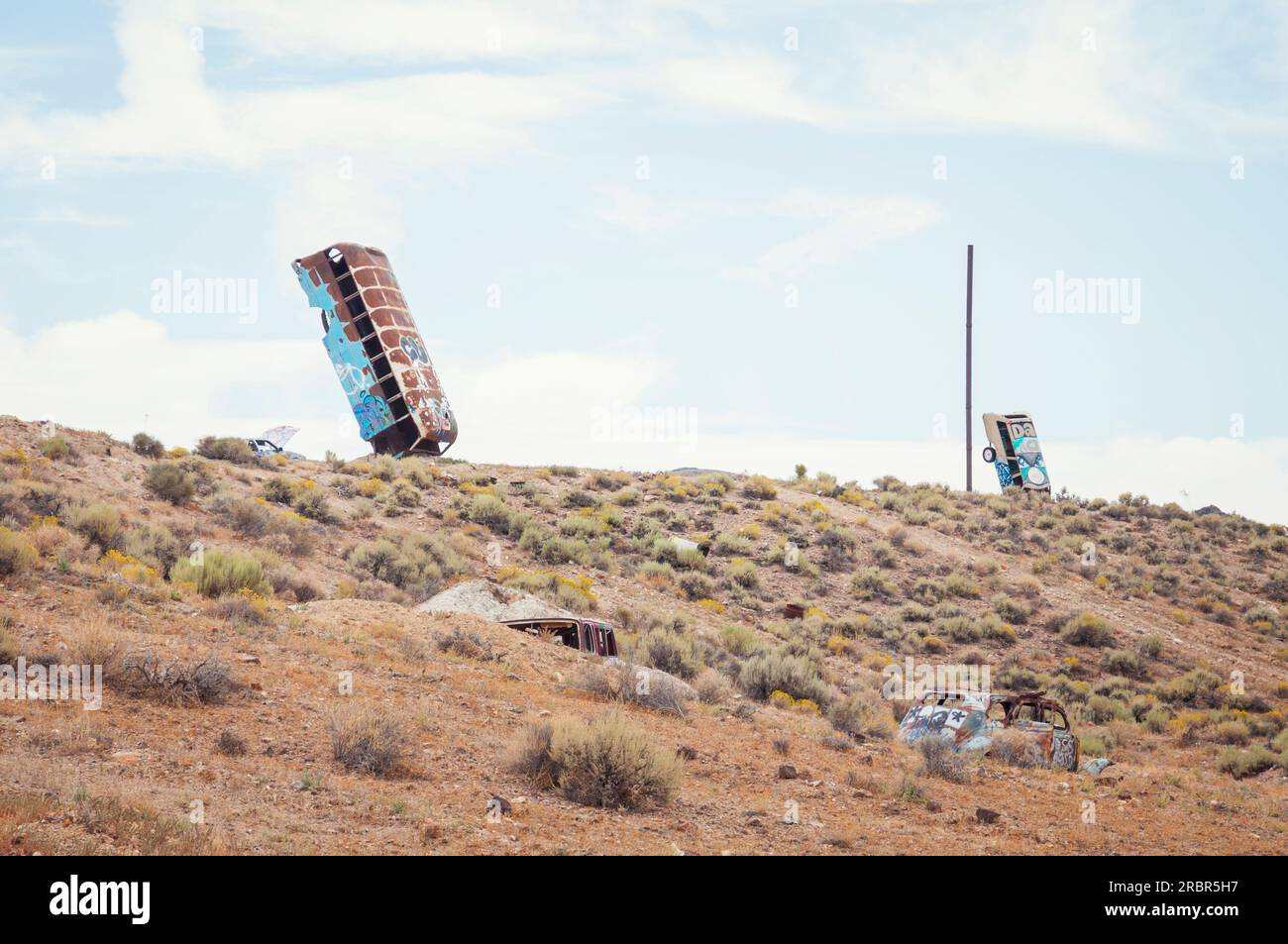 08-14-2017 Goldfield, NV, USA. International Car Forest of the Last Church. Stockfoto