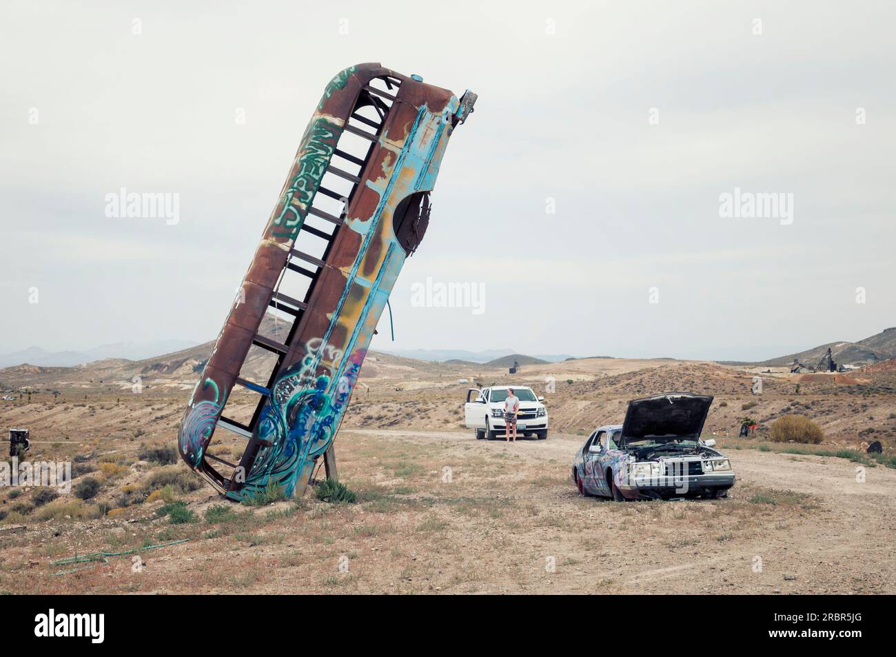 08-14-2017 Goldfield, NV, USA. International Car Forest of the Last Church. Stockfoto