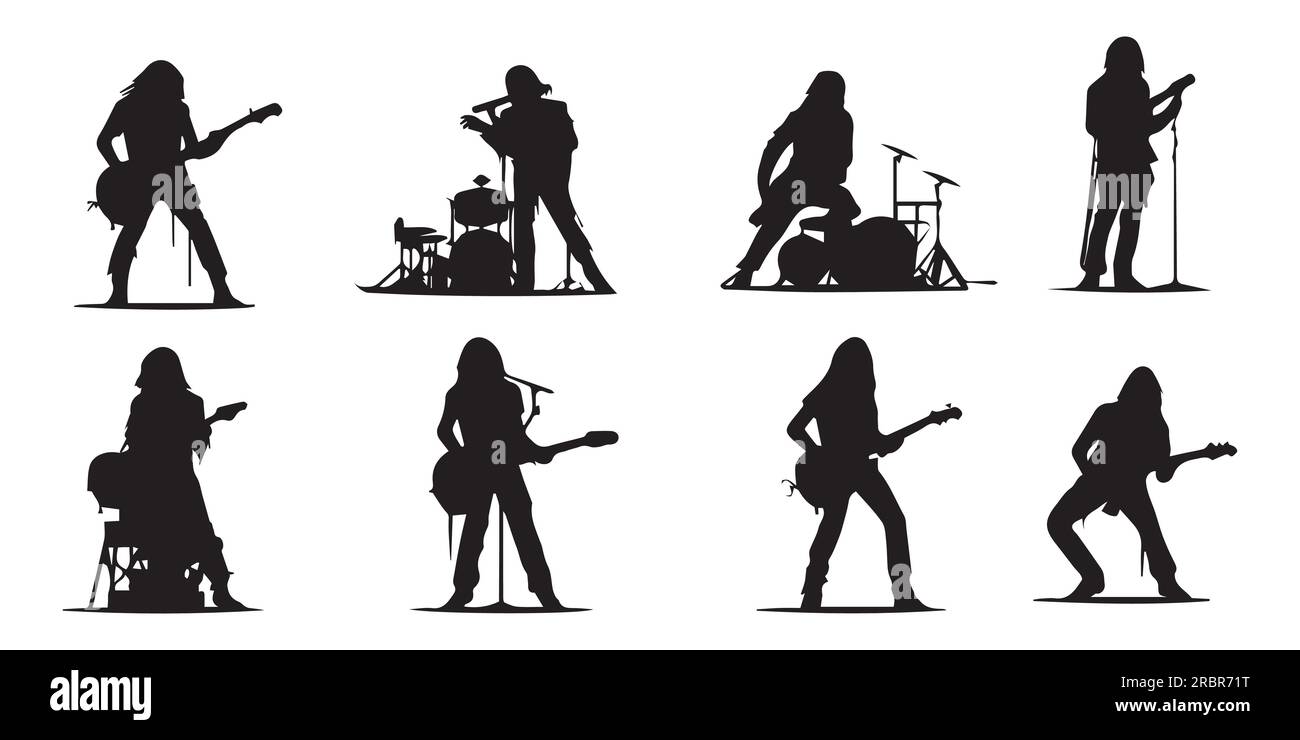 Silhouette Sänger mit Band Vektor Illustration Stock Vektor