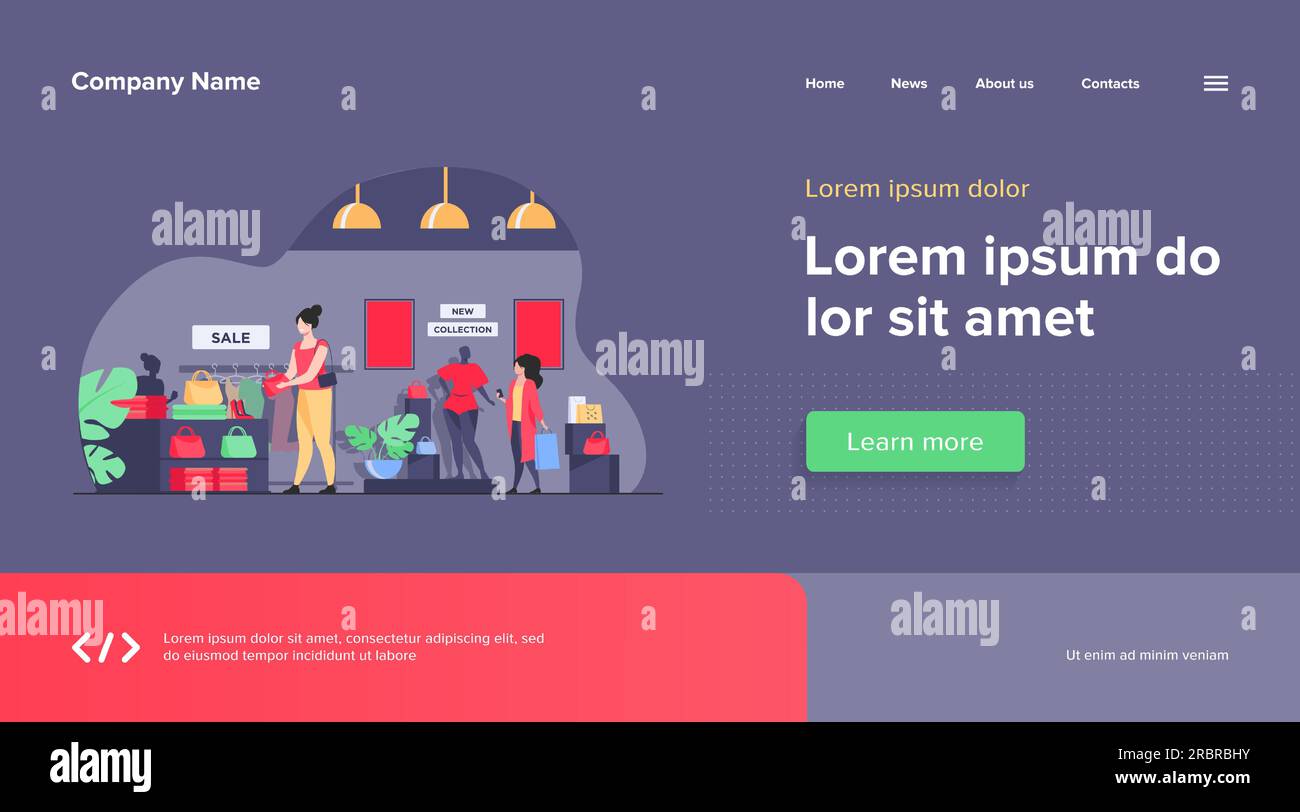 Weibliche Kunden kaufen in einem Kleiderladen ein Stock Vektor