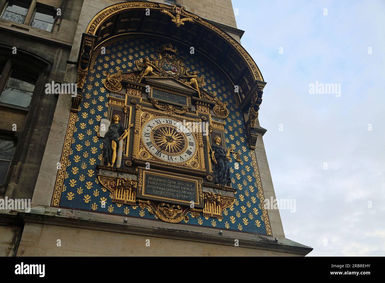 Blick auf die Uhr - La Conciergerie, Paris, Frankreich Stockfoto