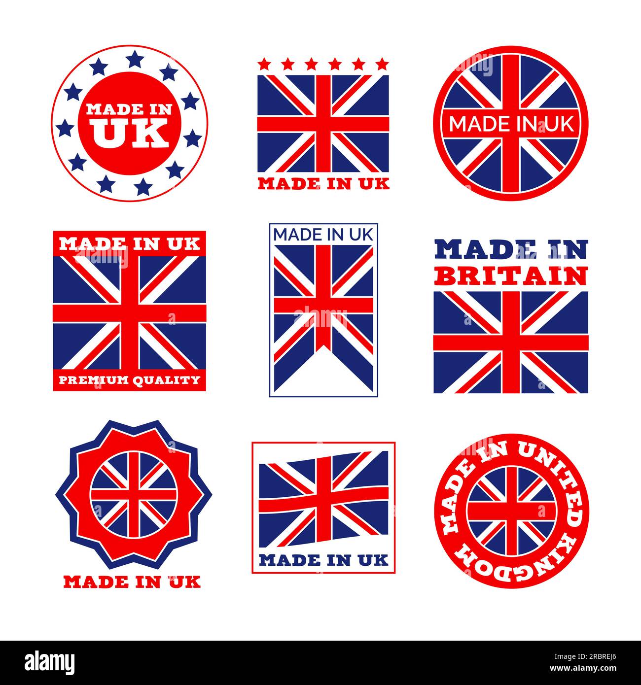 Flaches Emblem-Set für Großbritannien Stock Vektor