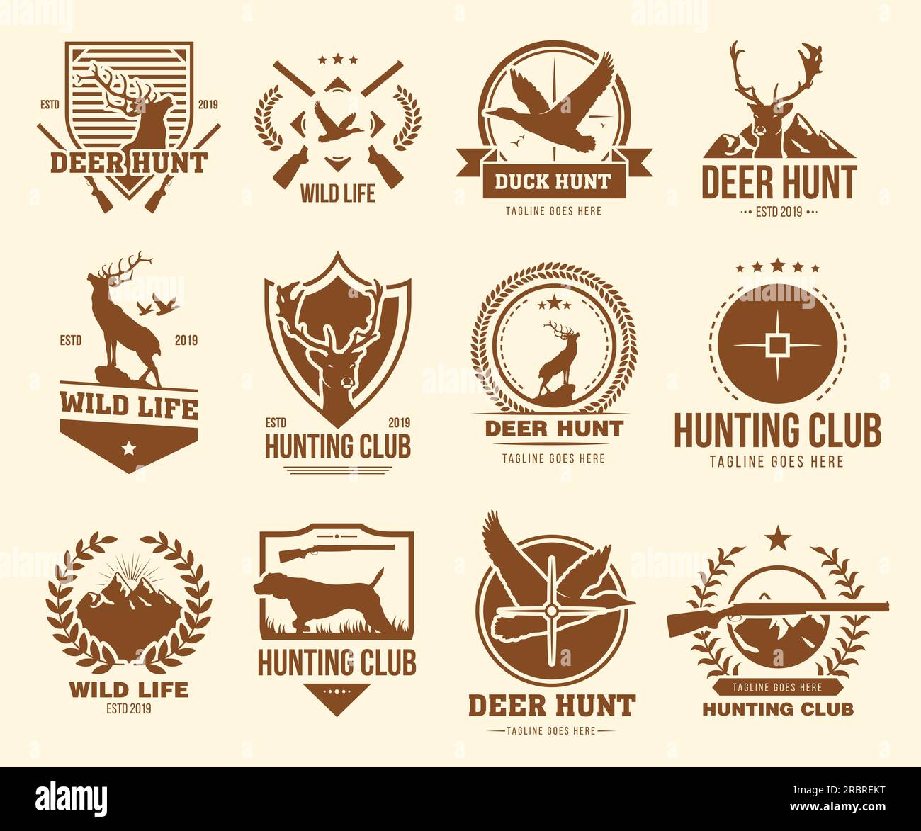Flachstempel-Set im alten Jagdklub Stock Vektor