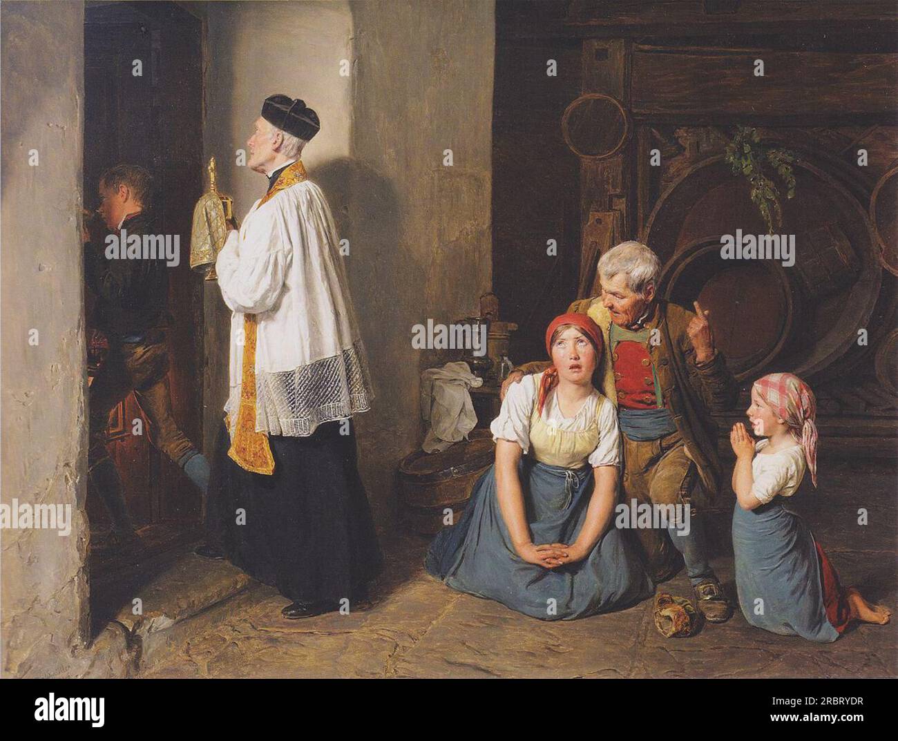 Extreme Unction 1846 von Ferdinand Georg Waldmüller Stockfoto