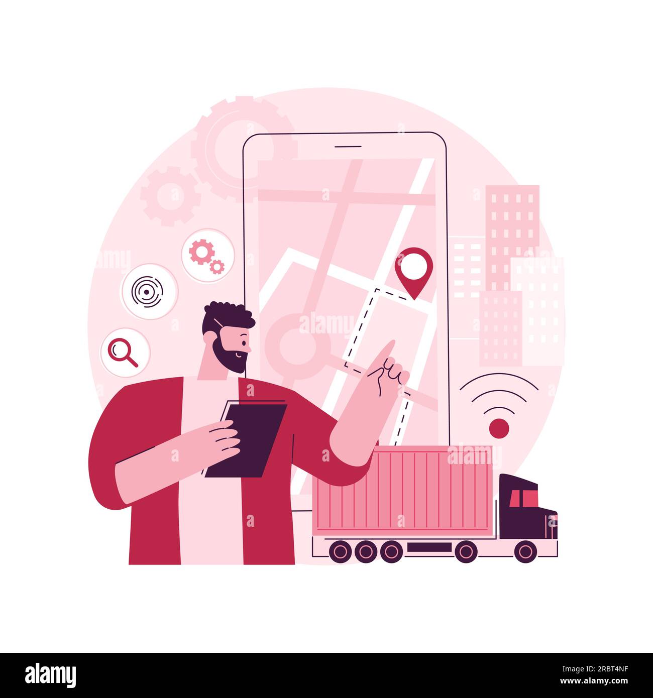 Autonomes Fahren abstrakte Konzept Vektor Illustration. Automatisierte Fahrtechnik, Probefahrt, autonomer Lkw, selbstfahrendes Auto, zukünftiges Transportsystem, Keine abstrakte Metapher für menschliche Fahrzeuge. Stock Vektor