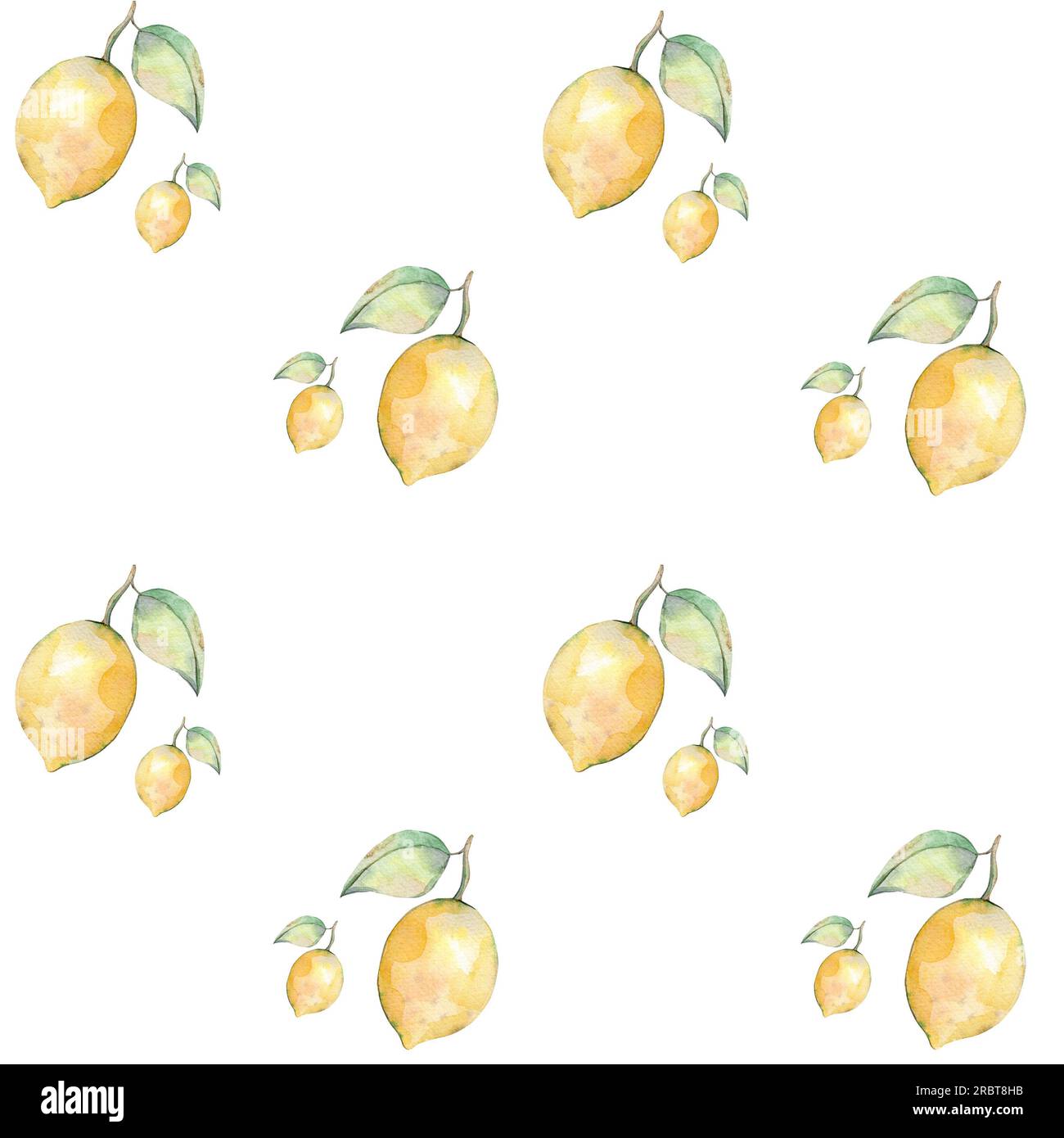 Nahtloses Muster mit Zitronen. Handgezeichnete Illustration. Aquarellelemente. Zitronen. Hintergrund Stockfoto
