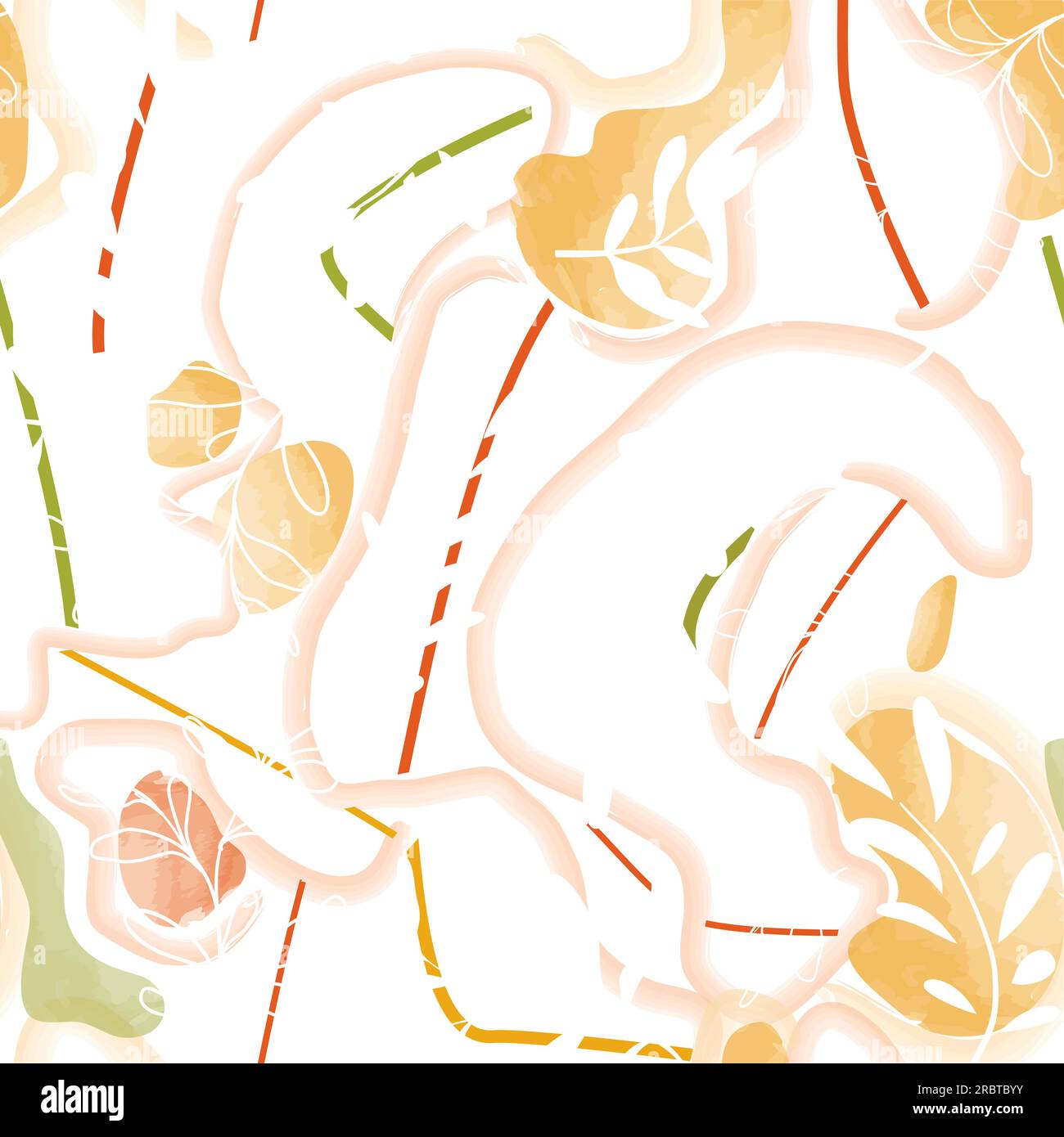 Der Herbst hinterlässt ein nahtloses Muster. Tapete in Aquarellfarben mit Blumenmuster der Saison. Herbstlaub-Natur-Hintergrund. Stock Vektor