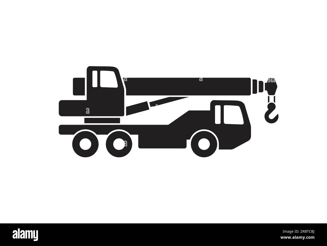 Mobiler Kranwagen Einfache Silhouette Symbolvektor Seitenansicht isoliert auf weißem Hintergrund Stock Vektor