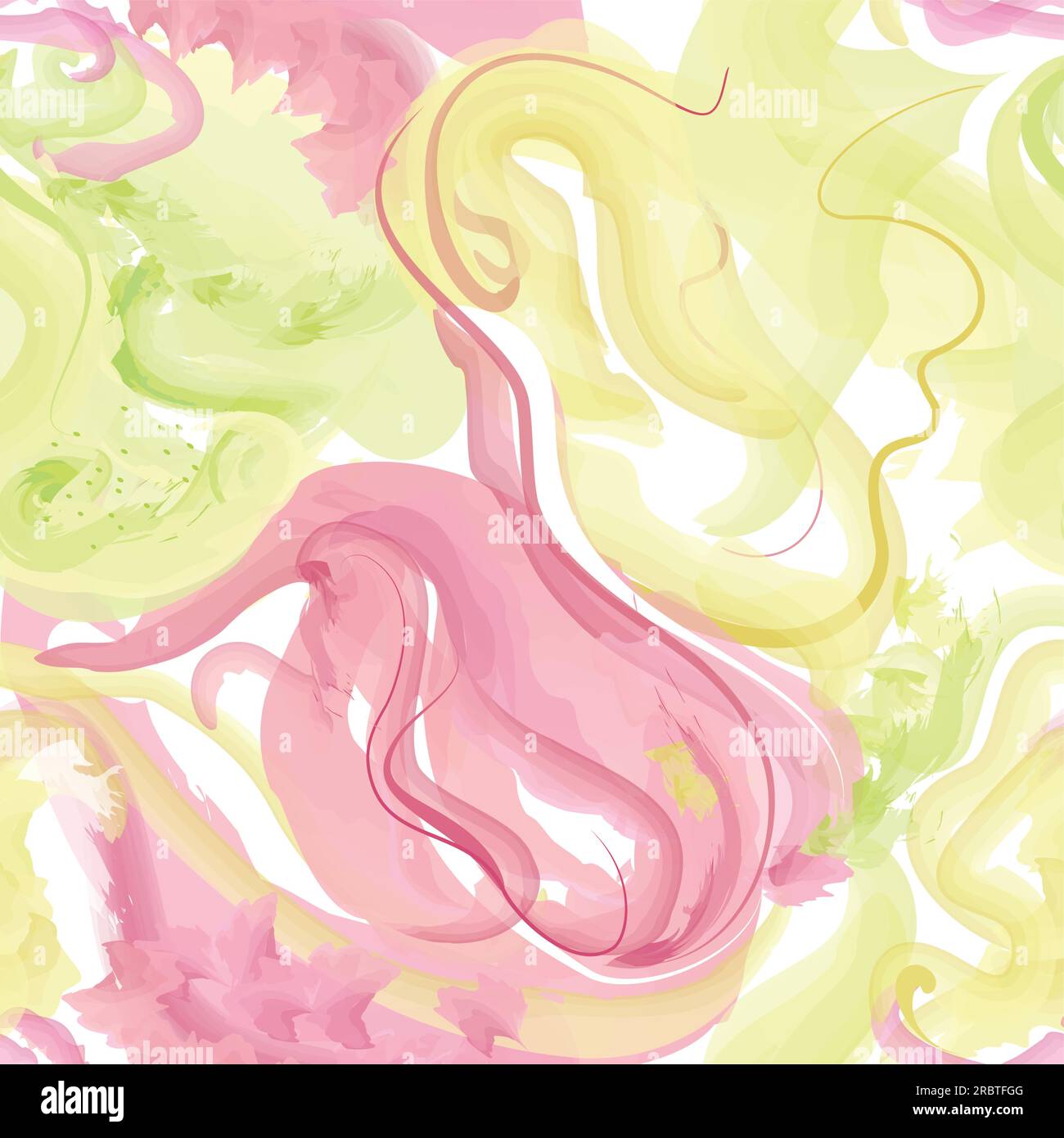 Abstrakte Wellenlinien. Wunderschöne, nahtlose Struktur in Aquarellfarben. Endloses Muster im hellen Frühlingsstil. Abstraktion fließender Wellen. Moderner Hintergrund für Stock Vektor