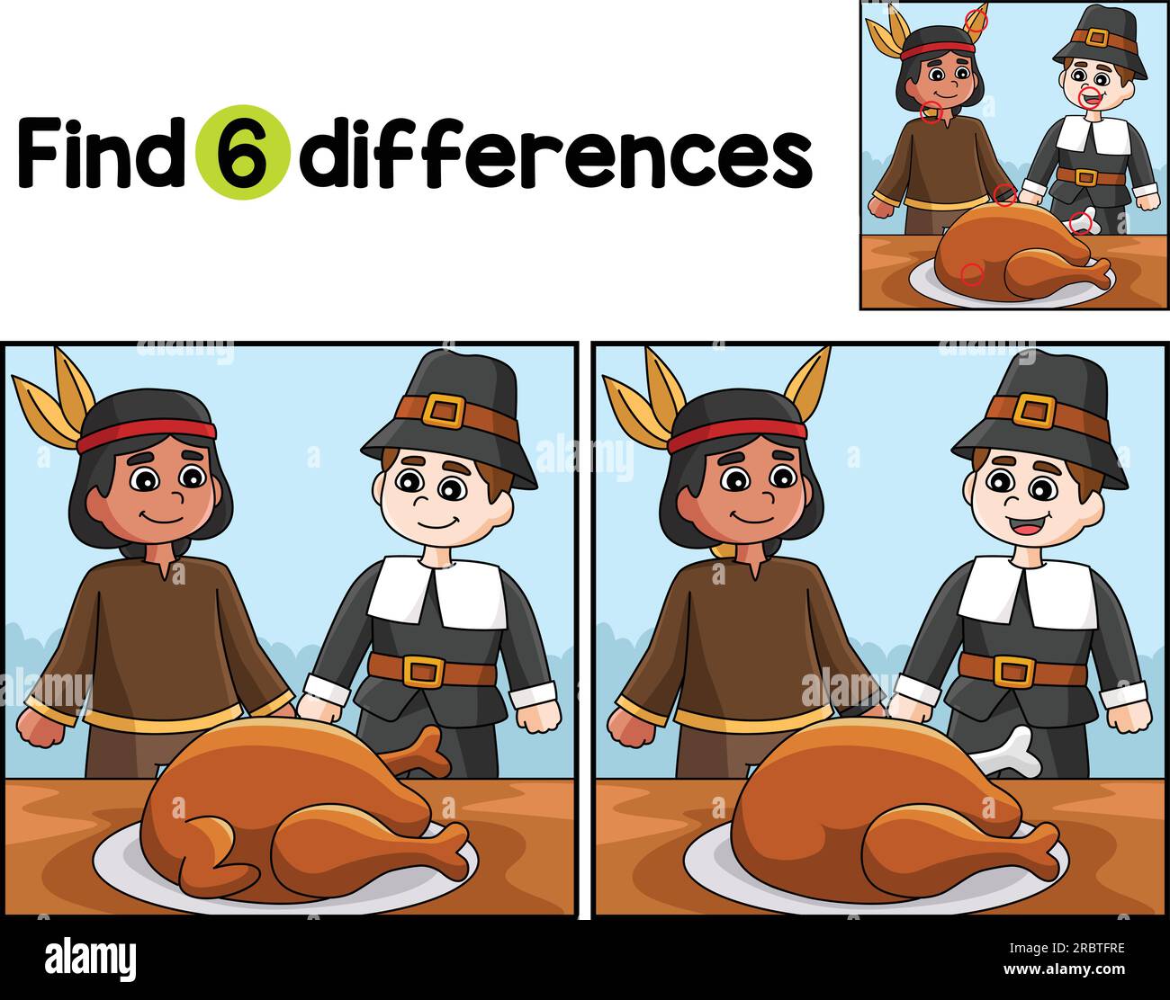 Thanksgiving Indianer Finden Die Unterschiede Stock Vektor