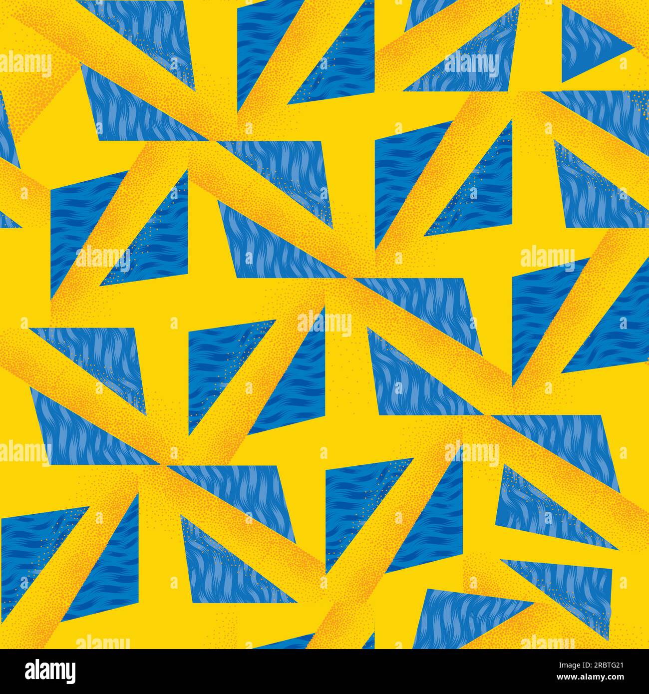 Abstraktes nahtloses Muster für Sommerferien. Zierhintergrund am Meeresstrand mit geometrischen Formen. Stilvoller Vektorhintergrund mit Wasserwellen und Spritzwasser Stock Vektor