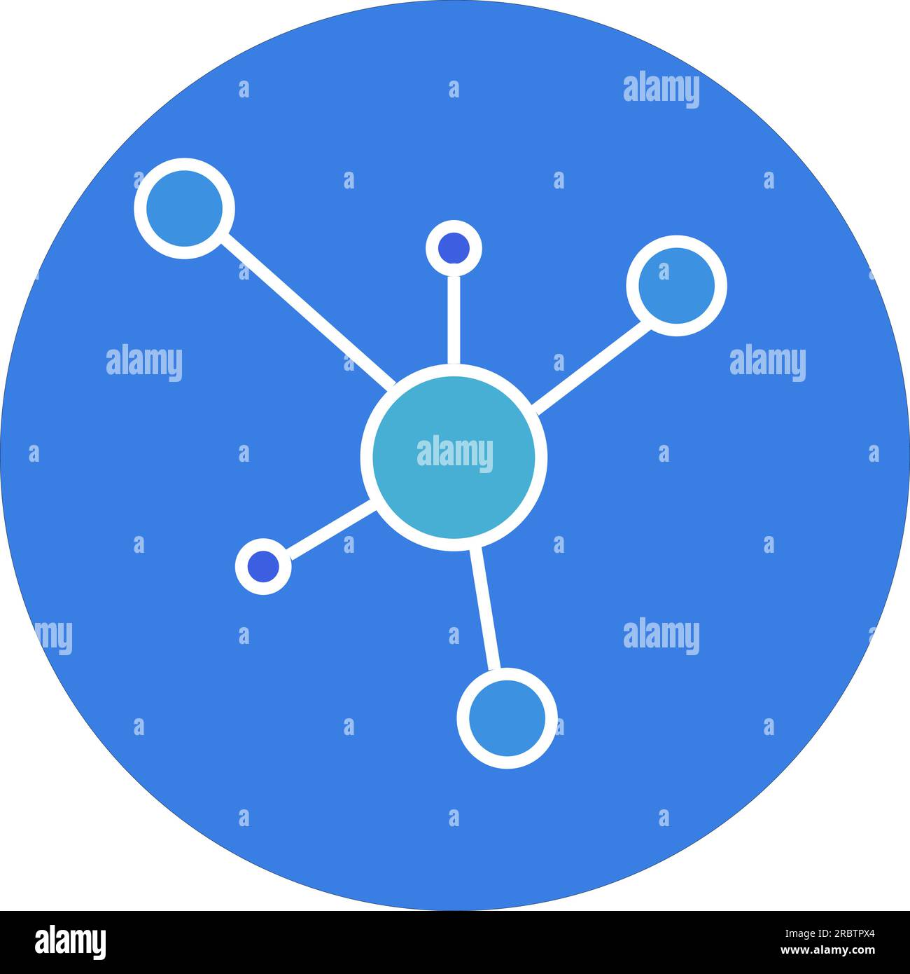 Neuronales Netzwerk in blauem Kreisvektor, Farbsymbol oder Vector Graphic Design-Element Stock Vektor