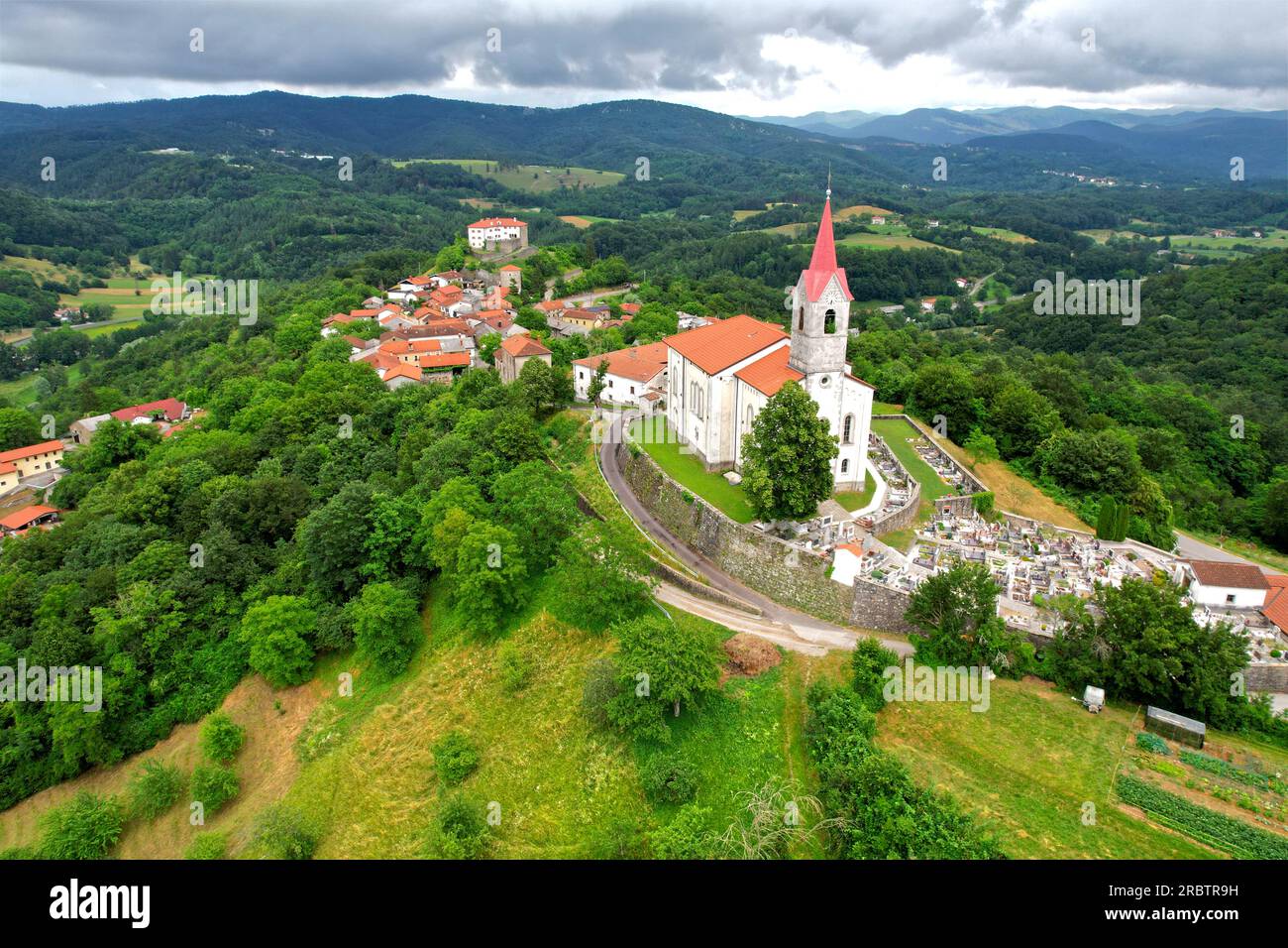 Standard Slowenien, Prem Village Luftaufnahme in Europa Stockfoto