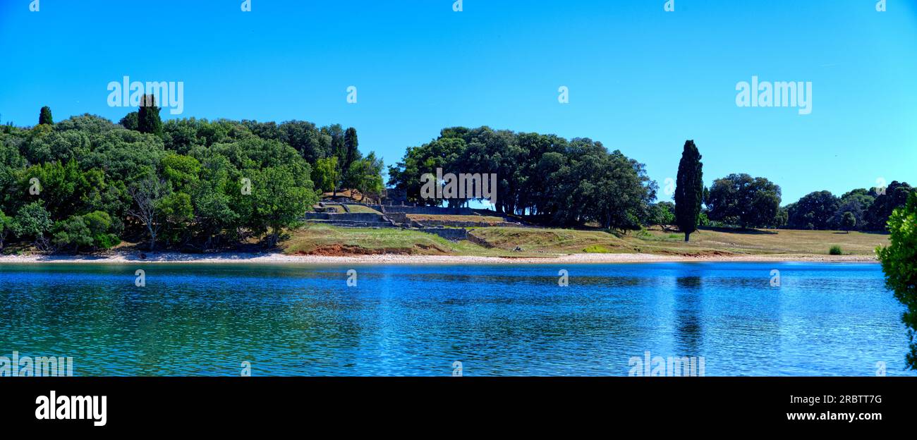 Brijuni Kroatien Europa alte Ruinen aus römischen Zeiten am Meer Stockfoto