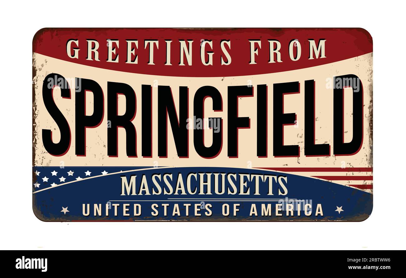 Grußwort von Springfield aus rostigem Metall im Vintage-Stil auf weißem Hintergrund, Vektorbild Stock Vektor