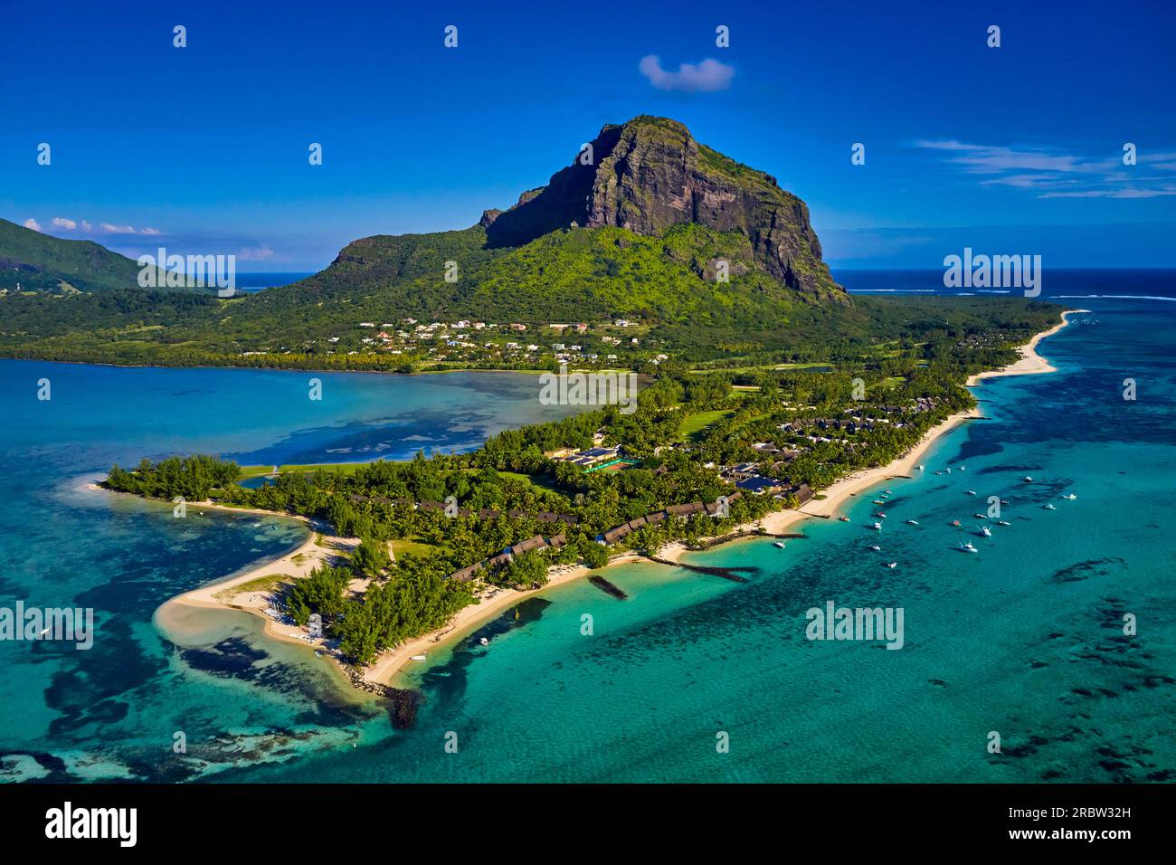 Mauritius, Black River District, Morne Brabant Halbinsel, UNESCO-Weltkulturerbe, Luftaufnahme Stockfoto