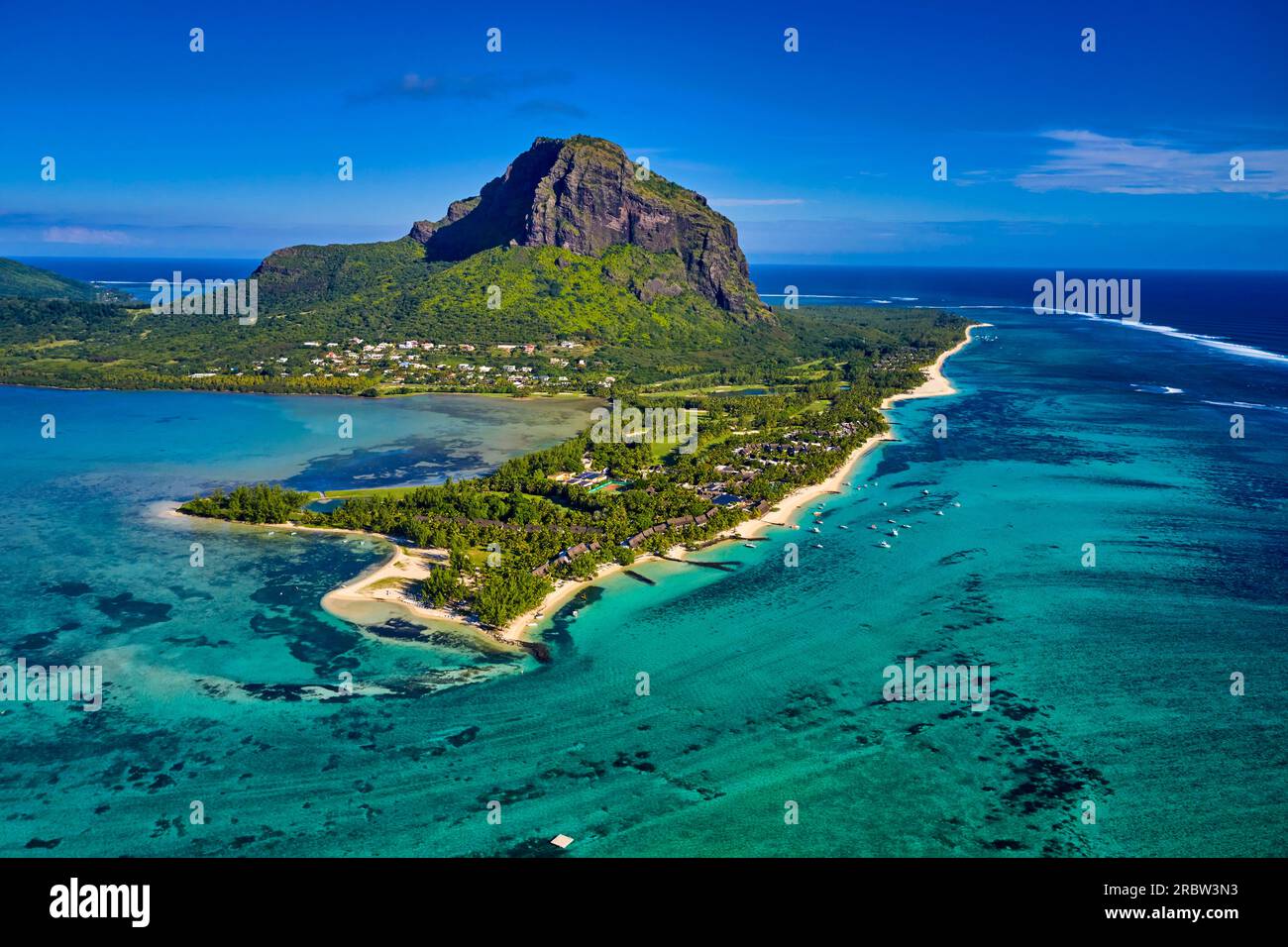 Mauritius, Black River District, Morne Brabant Halbinsel, UNESCO-Weltkulturerbe, Luftaufnahme Stockfoto