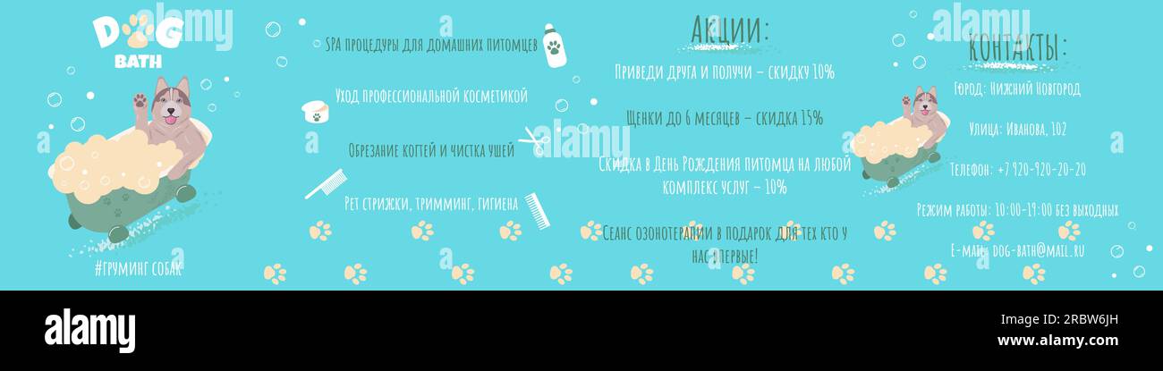 instagram Karussell Körperpflegesalon für Hunde im Cartoon-Stil Stock Vektor