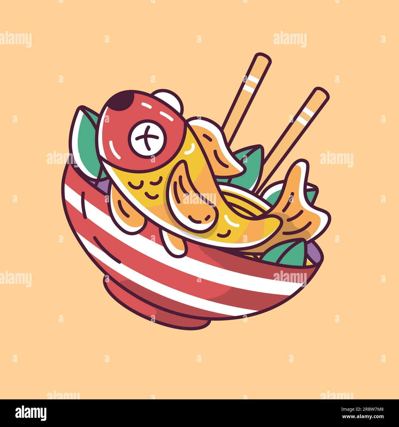 asiatische Fischstäbchen im Cartoon-Stil Stock Vektor