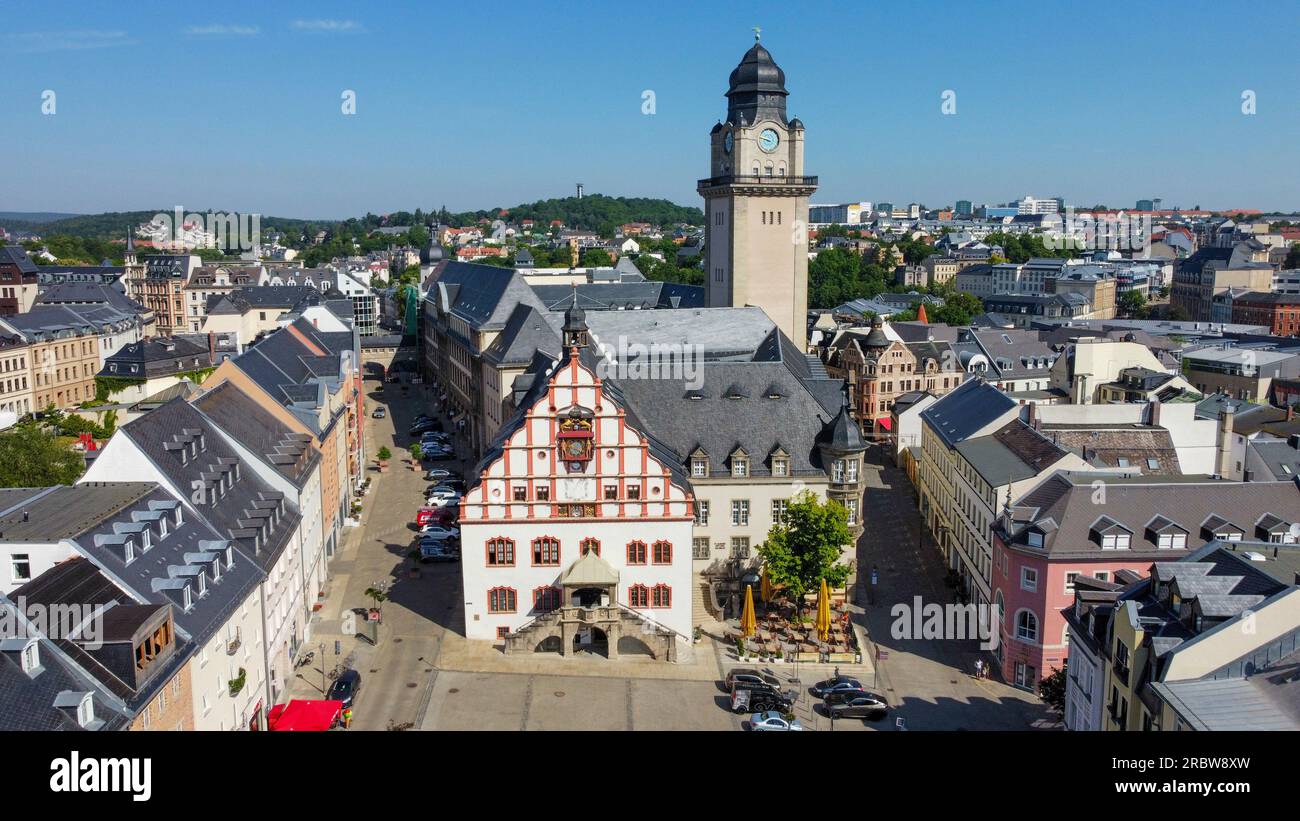 Luftaufnahme der Stadt plauen Stockfoto