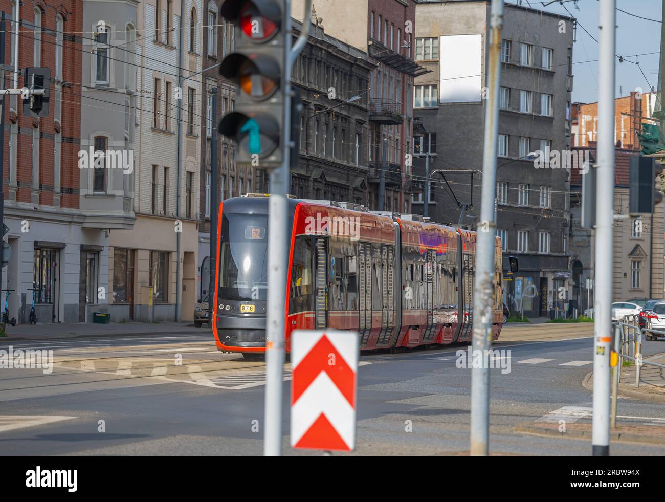 Straßenbahn für öffentliche Verkehrsmittel in Polen Stockfoto