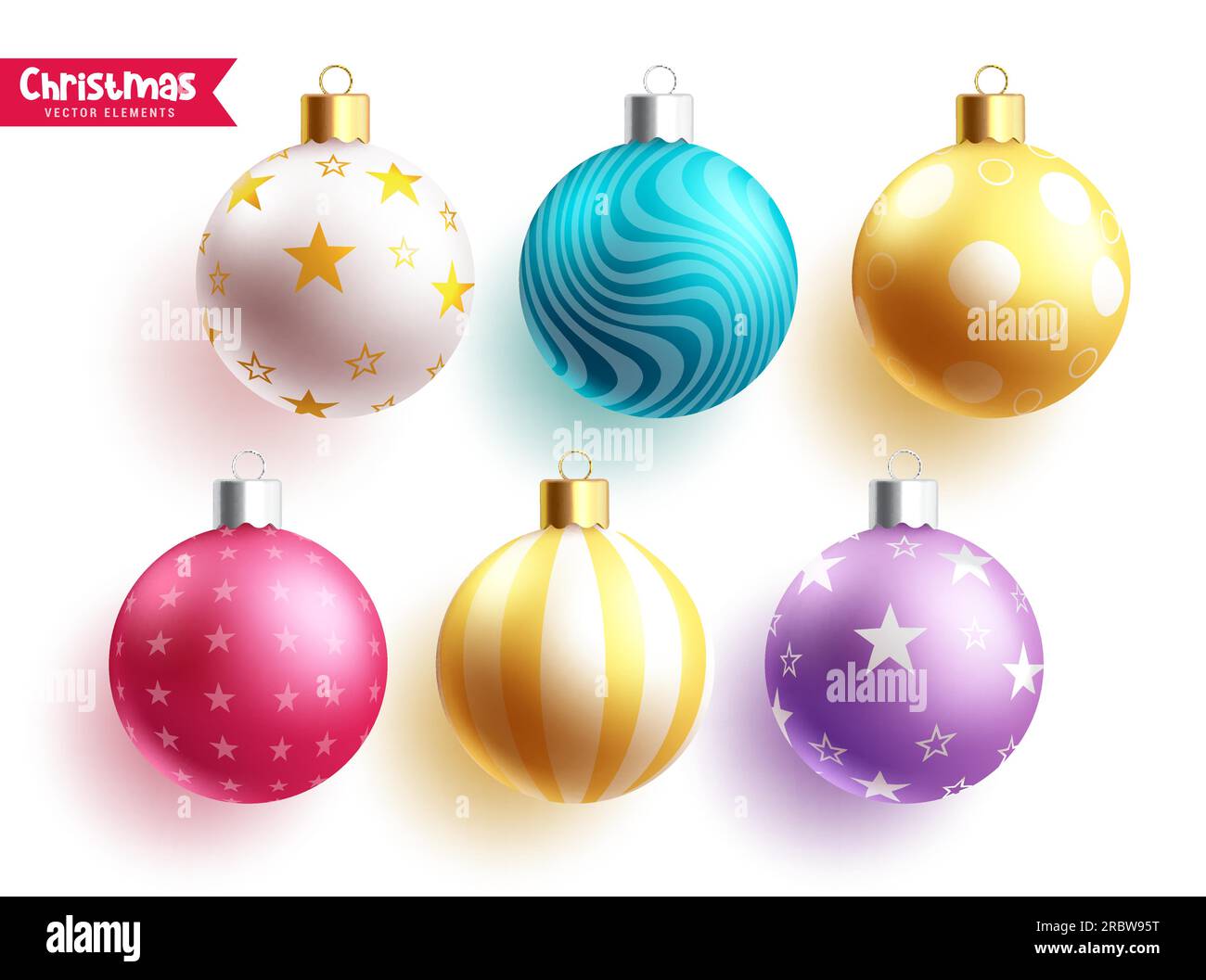 Weihnachtsbälle mit Vektordesign. Ballelemente in der Weihnachtszeit mit elegantem kugelförmigem Muster zur Dekoration. Vektordarstellung Stock Vektor