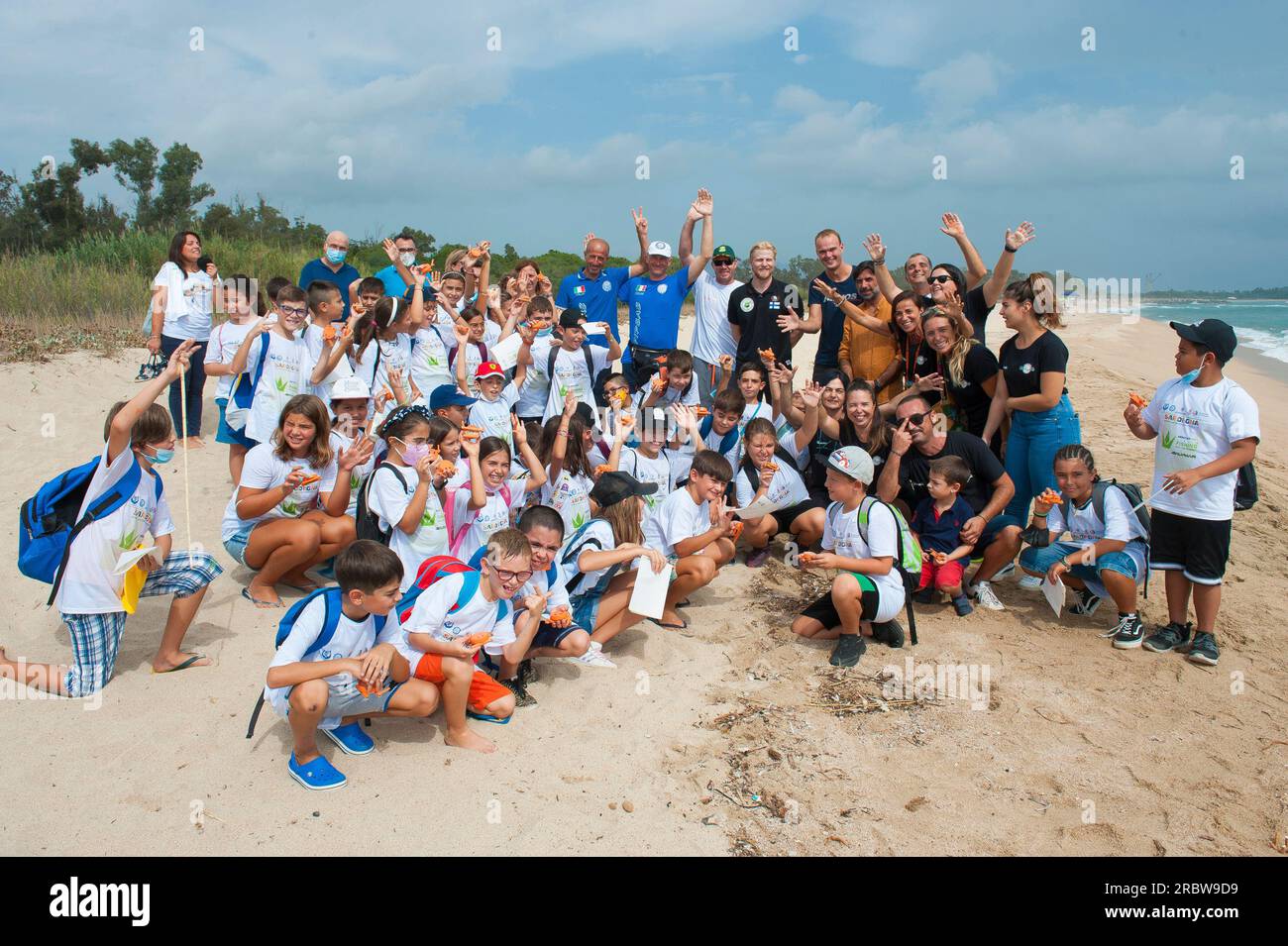 Delegation der Weltmannschaft, Manifestation Eco Friendly, Spearfishing World Championship 2021, Arbatax, Tortolì, Sardinien, Italien, Europa Stockfoto