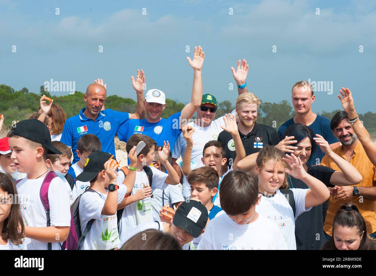 Delegation der Weltmannschaft, Manifestation Eco Friendly, Spearfishing World Championship 2021, Arbatax, Tortolì, Sardinien, Italien, Europa Stockfoto